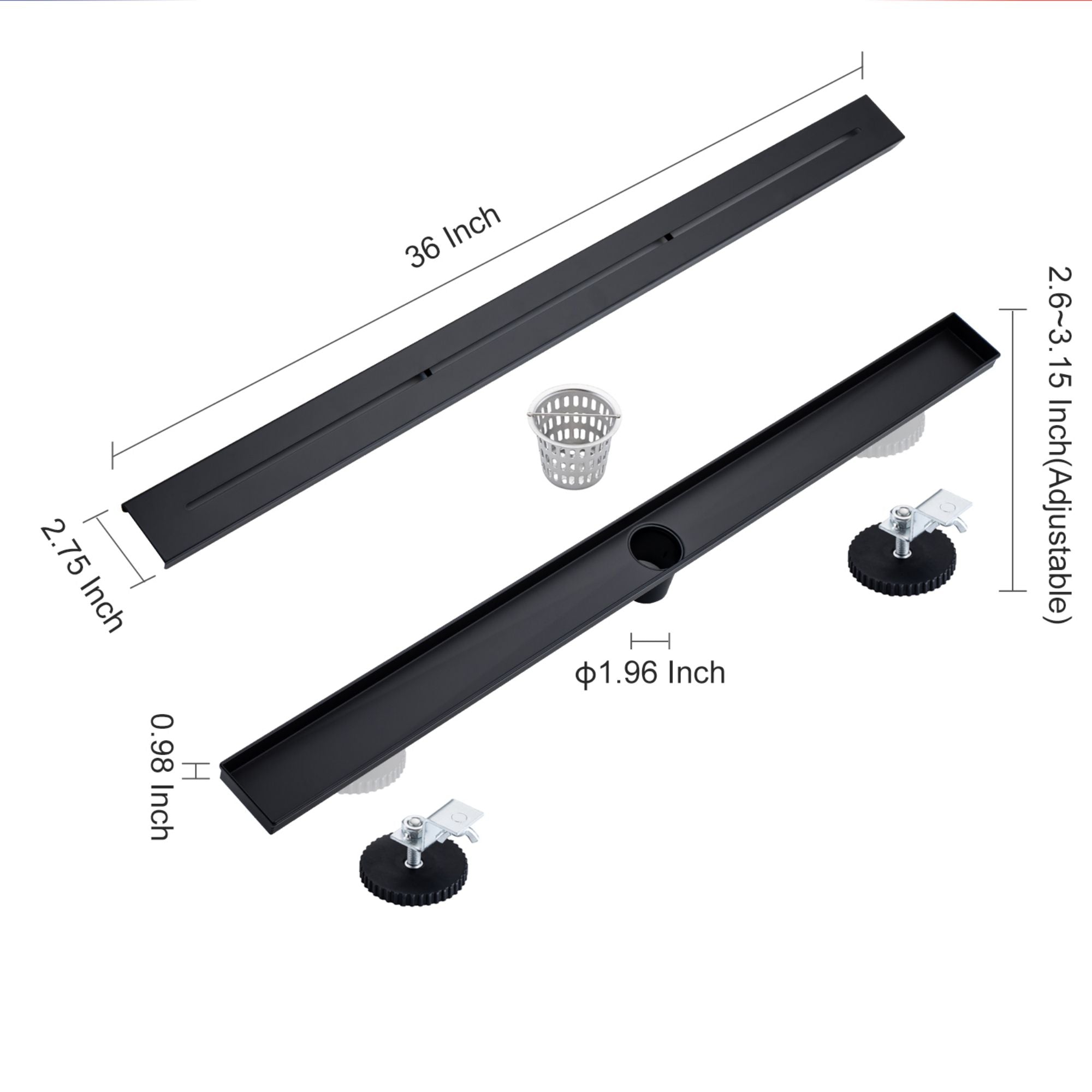 Drain de douche à grille linéaire de 36 po de largeur RX7006-36