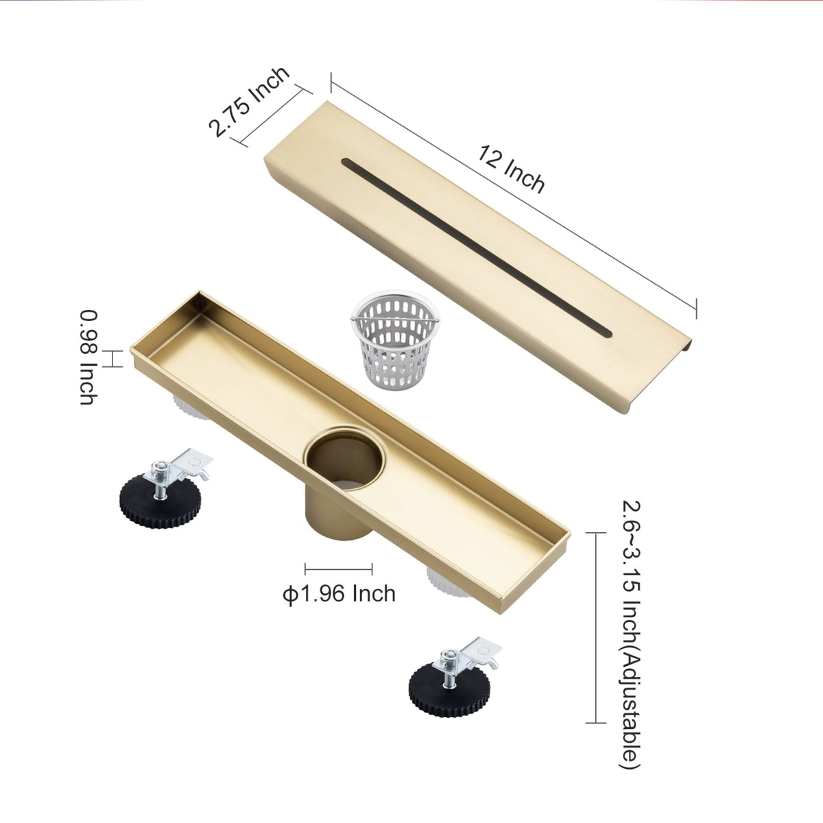 Drain de douche à grille linéaire de 12 po de largeur RX7006-12