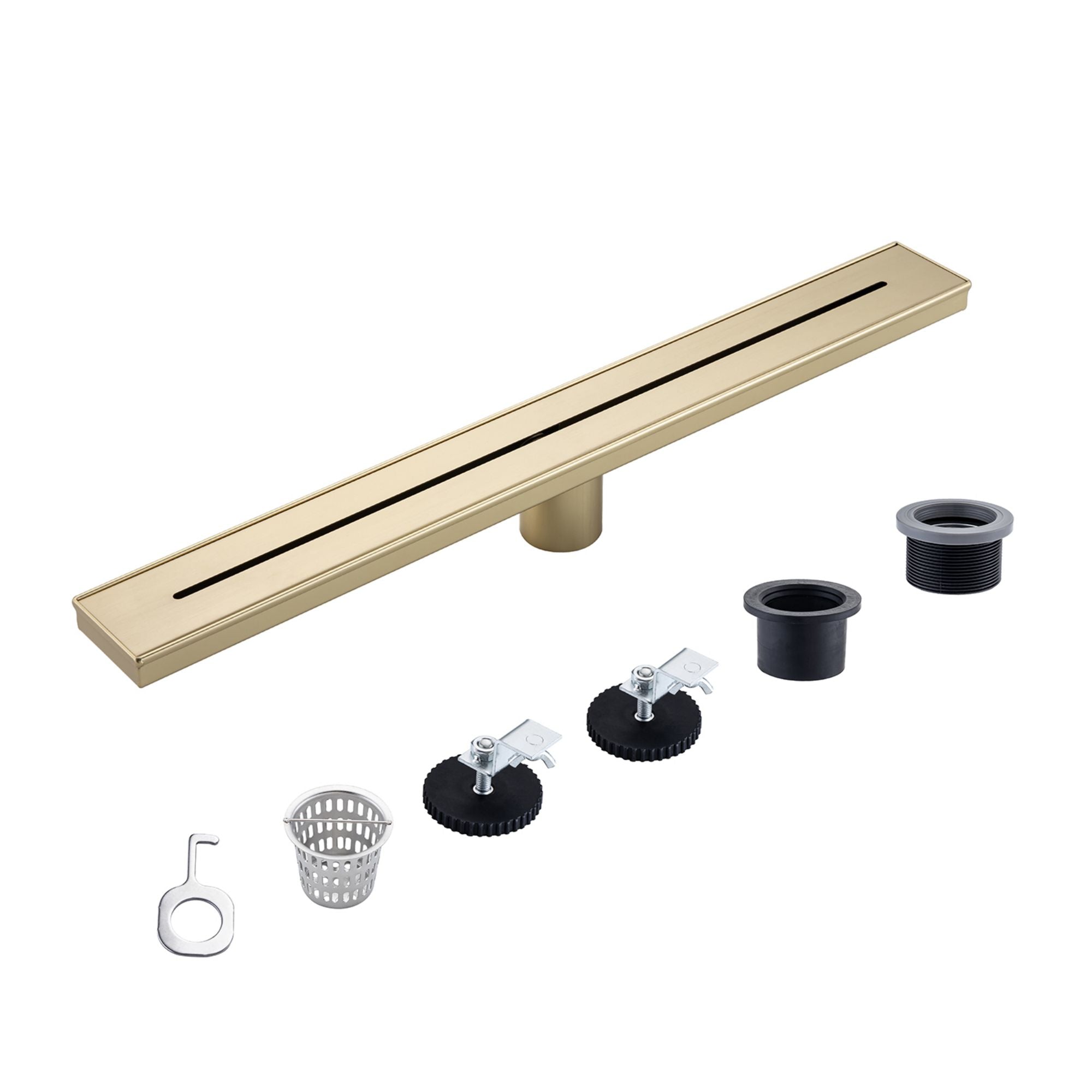 24" Linear Grid Shower Drain, Matte Black
