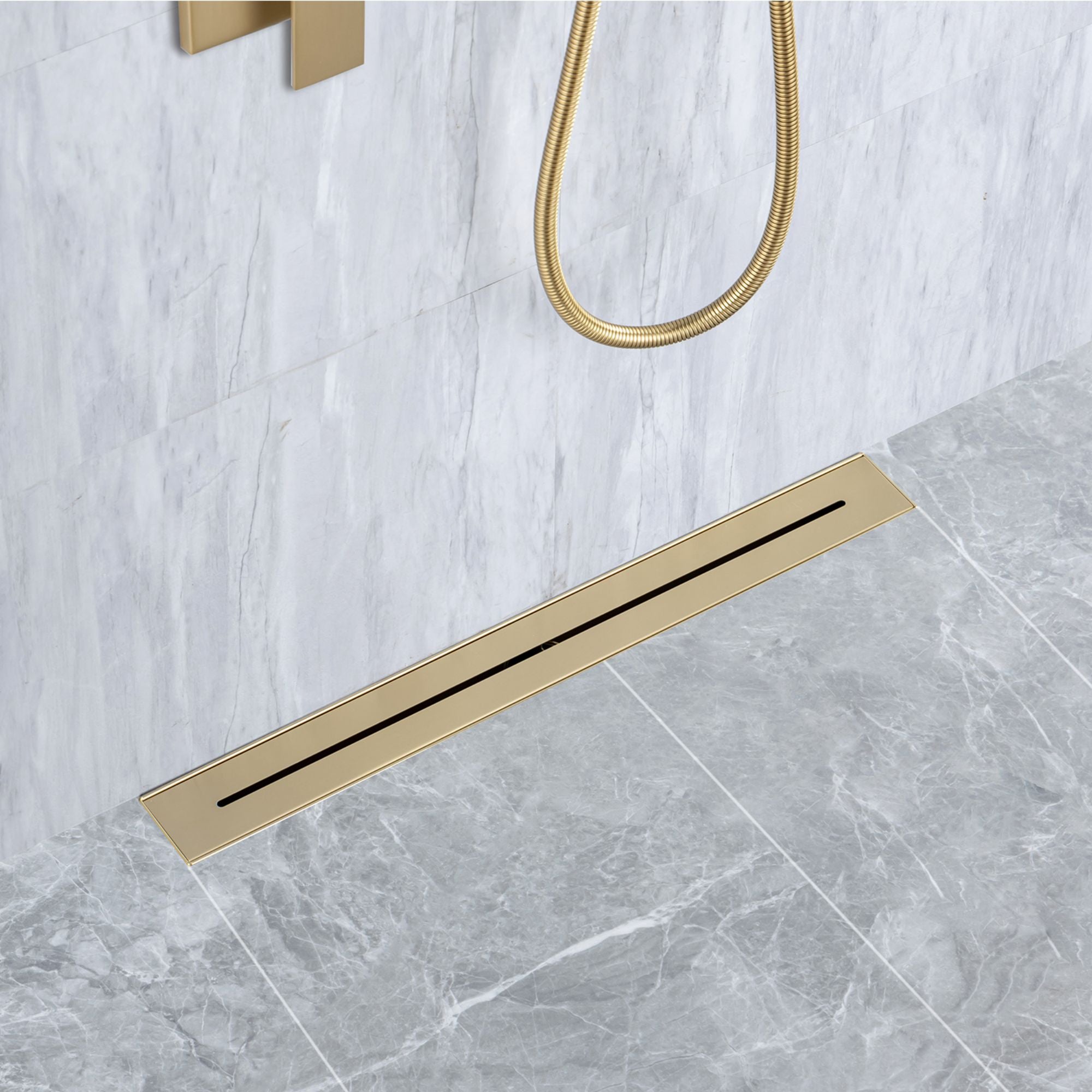 24" Linear Grid Shower Drain, Matte Black