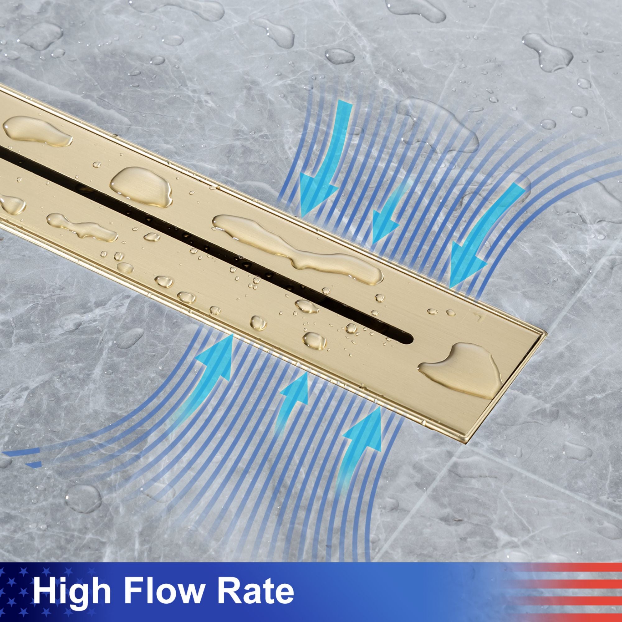 24" Linear Grid Shower Drain, Matte Black