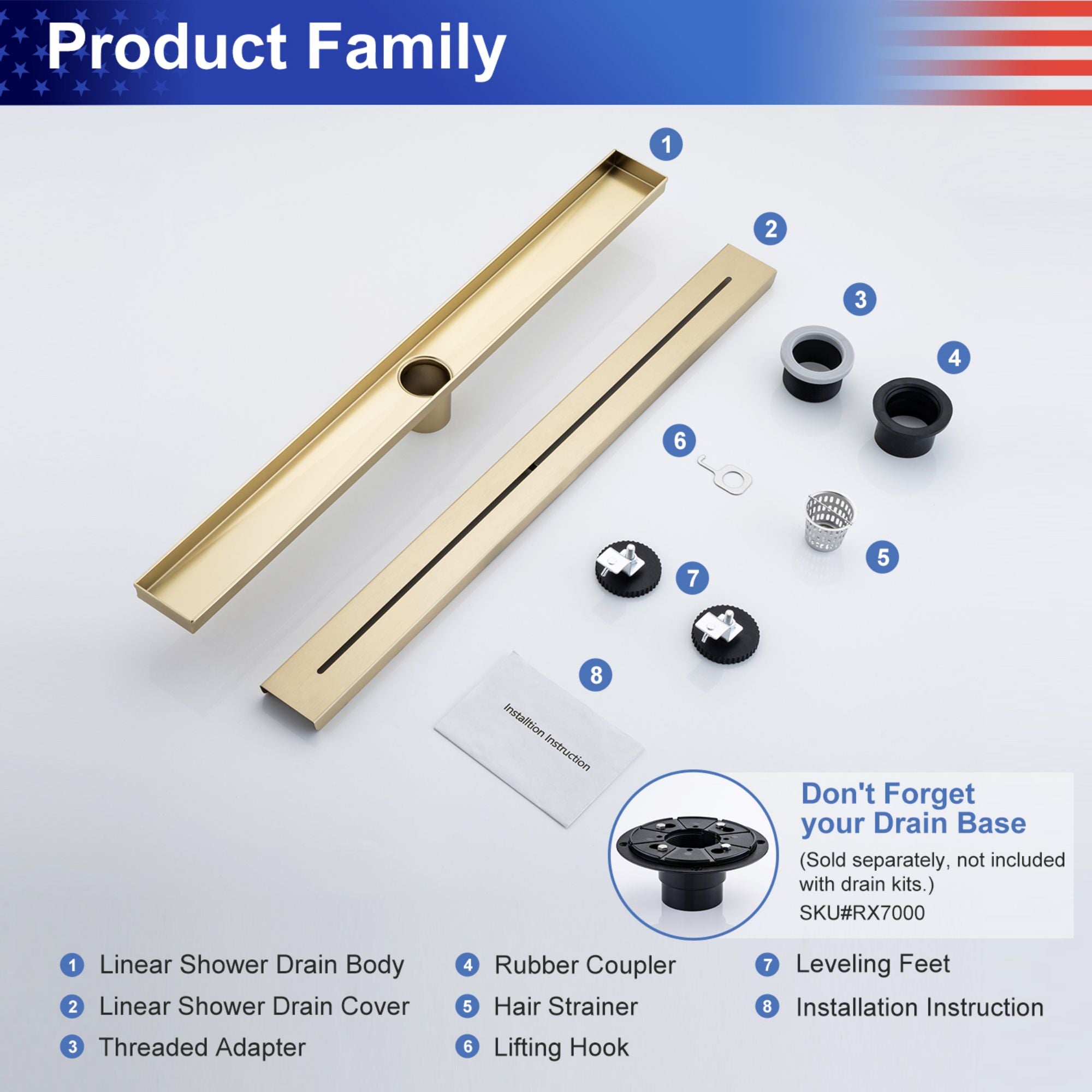 28" Linear Grid Shower Drain, Matte Black