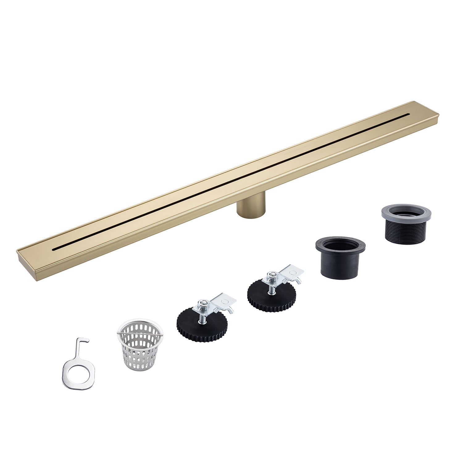 32" Linear Grid Shower Drain, Matte Black