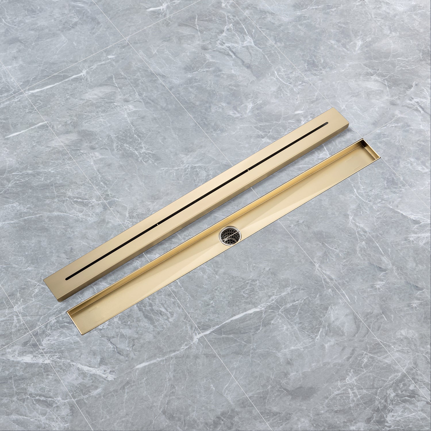 32" Linear Grid Shower Drain, Matte Black
