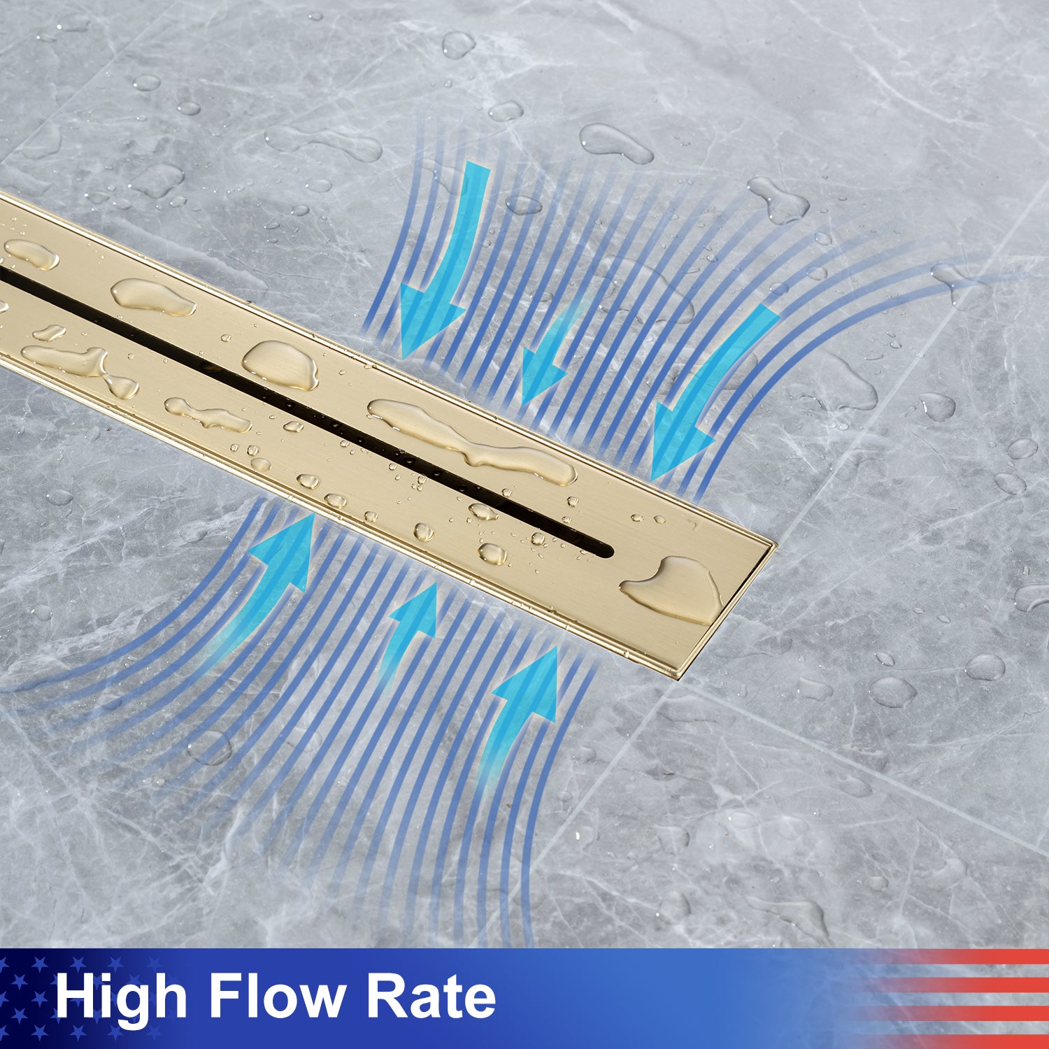 32" Linear Grid Shower Drain, Matte Black