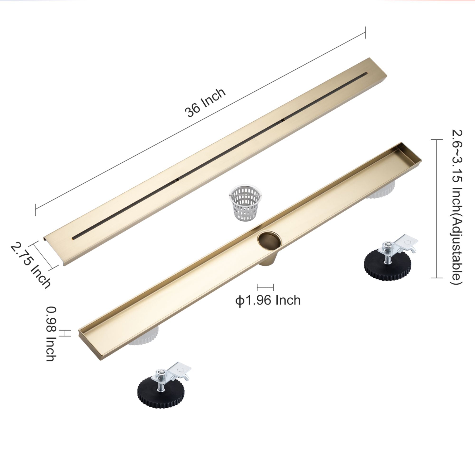 Drain de douche à grille linéaire de 36 po de largeur RX7006-36