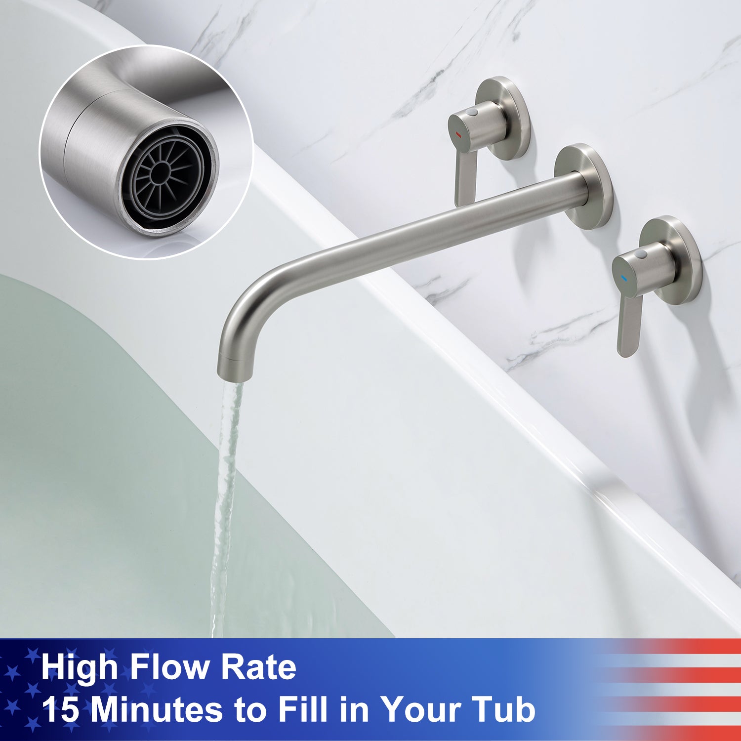 High Flow Rate 15 Minutes to Fill in Your Tub