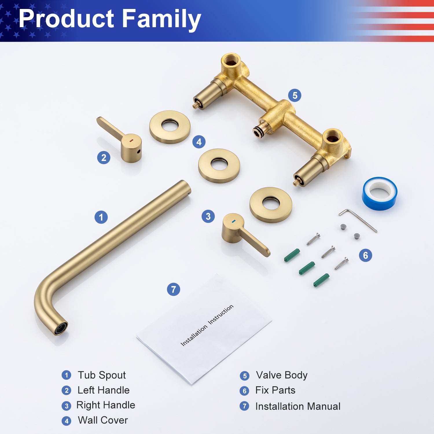 2-Handle Wall-Mount Roman Tub Faucet