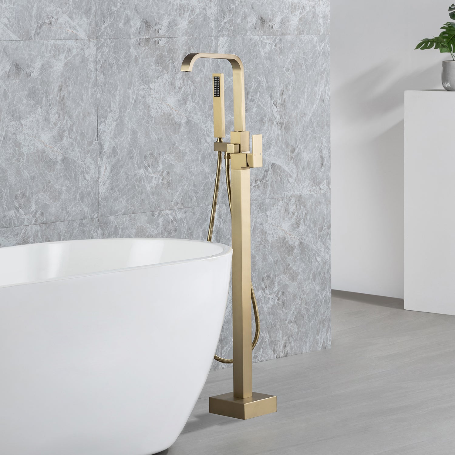 Robinet de baignoire autoportant à poignée unique avec douche à main RX8015