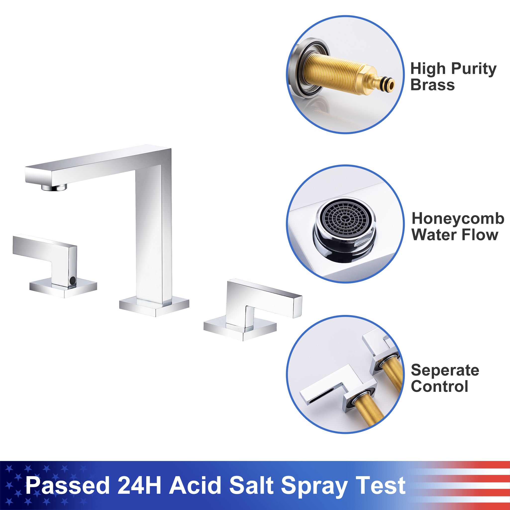 2-Handle Widespread Bathroom Faucet with Drain Assembly (S83006)