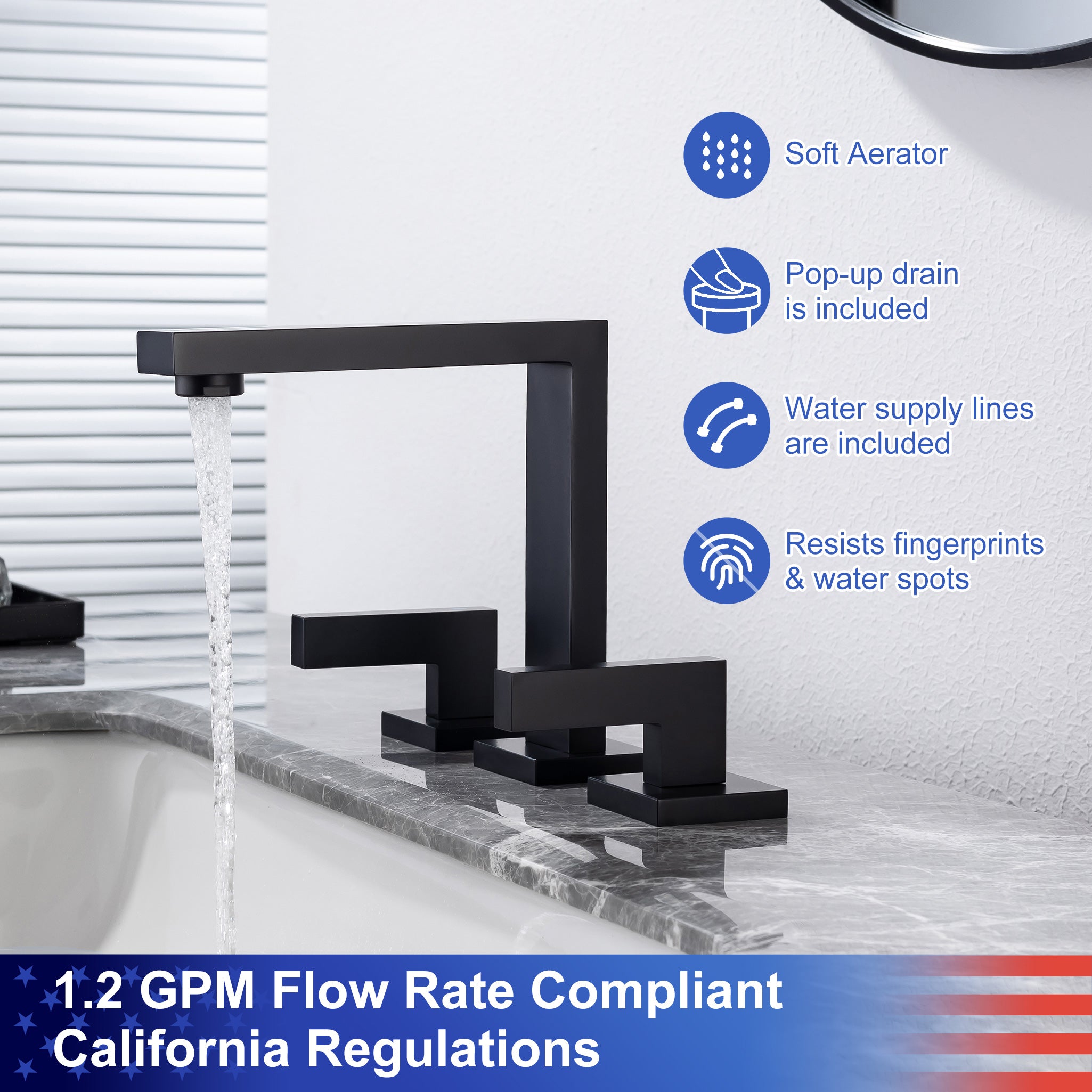 2-Handle Widespread Bathroom Faucet with Drain Assembly (S83006)