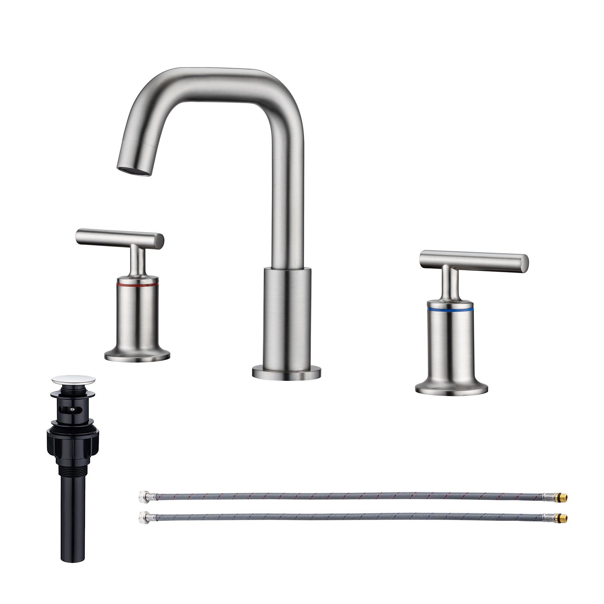Side profile of high arc spout on Rainlex widespread faucet