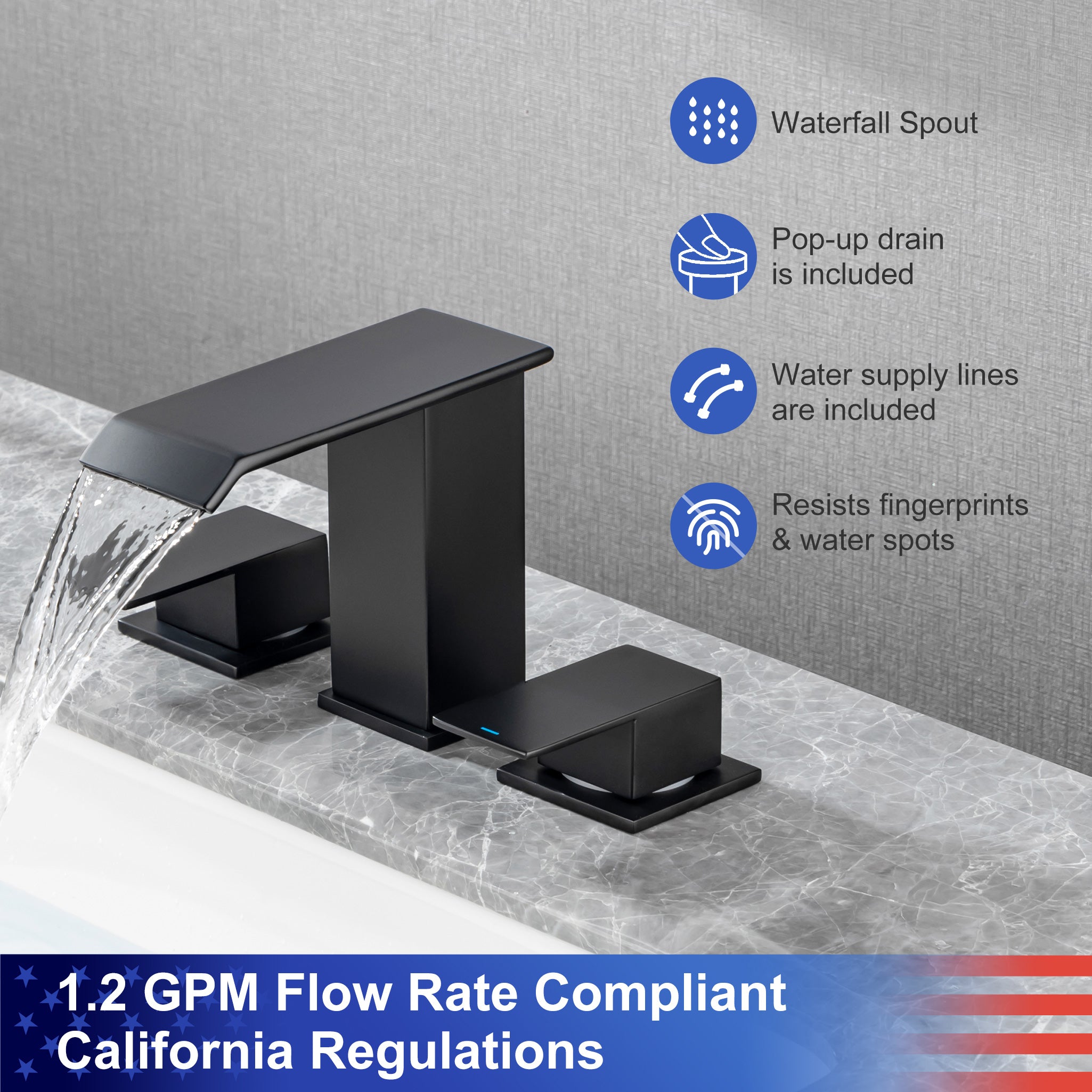 2-Handle Widespread Bathroom Faucet with Drain Assembly (S83017)