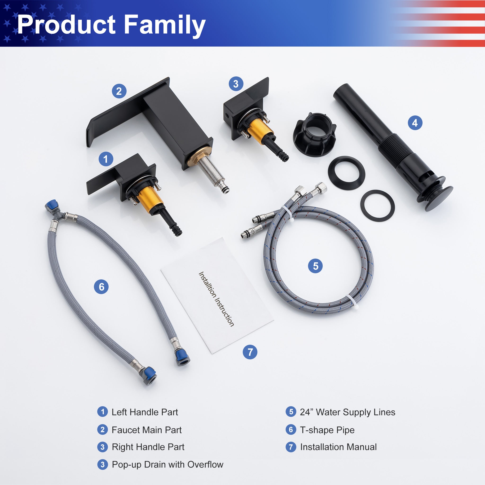 2-Handle Widespread Bathroom Faucet with Drain Assembly (S83017)