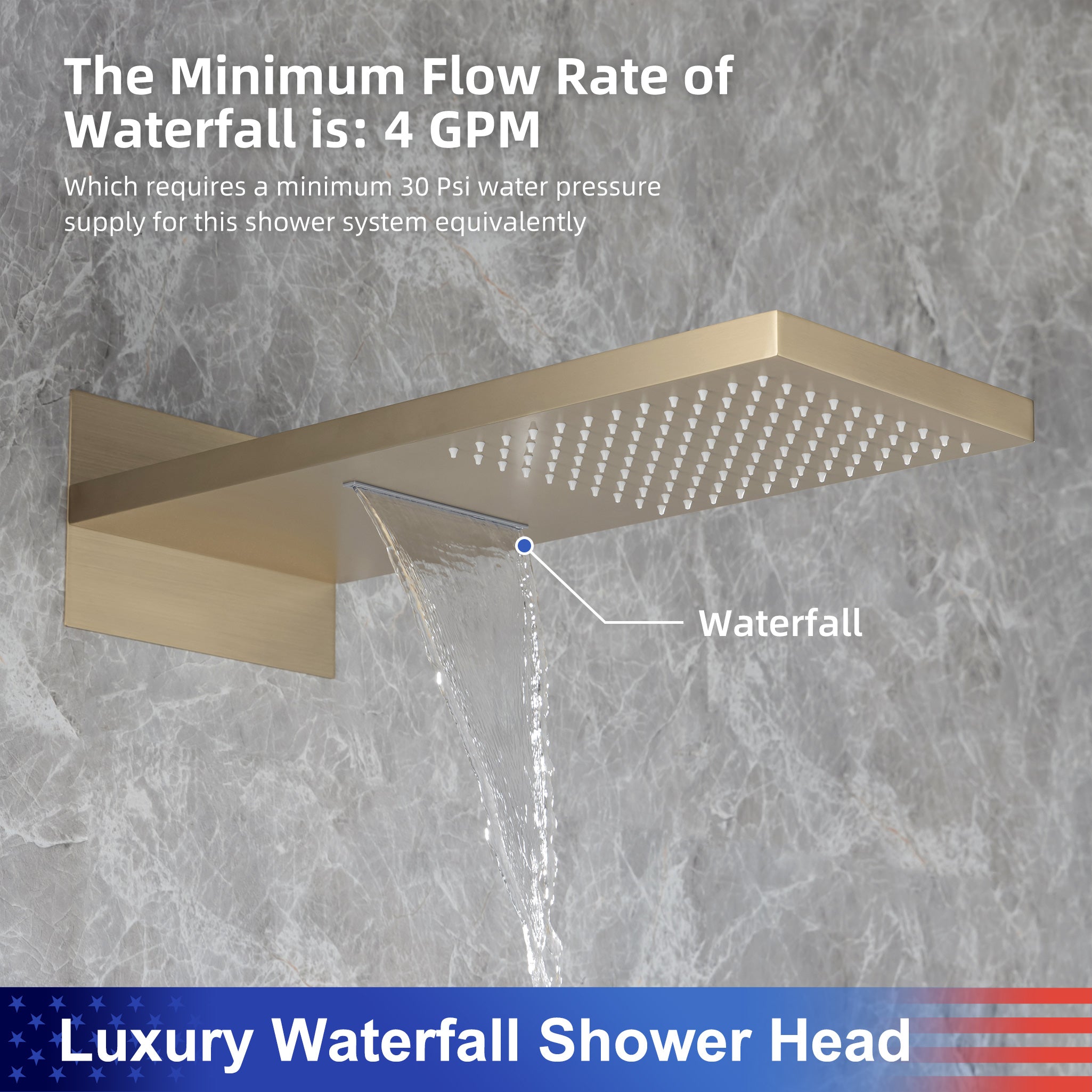 21.5" Rectangle 3-Way Wall-Mount Shower System with Rough-in Valve
