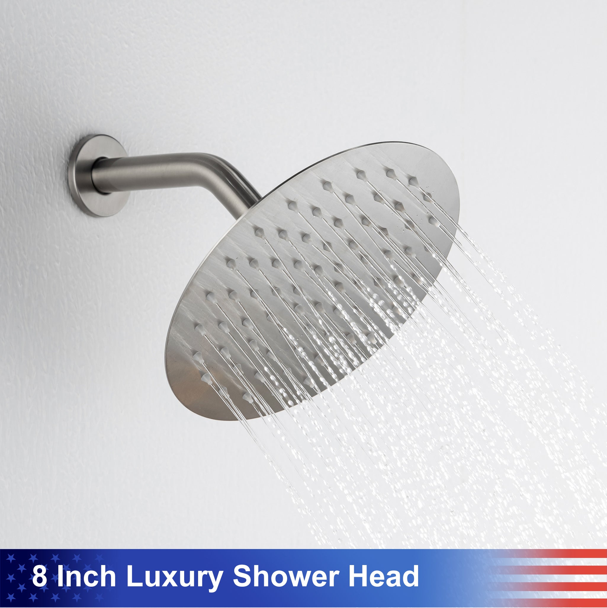 Pommeau de douche carré à 2 voies de 8 po avec robinet de raccordement au mur RX94202