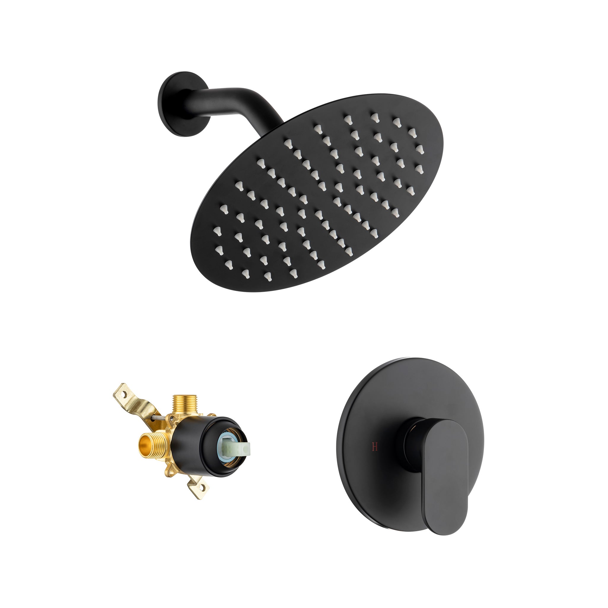 Pommeau de douche carré à 2 voies de 8 po avec robinet de raccordement au mur RX94202