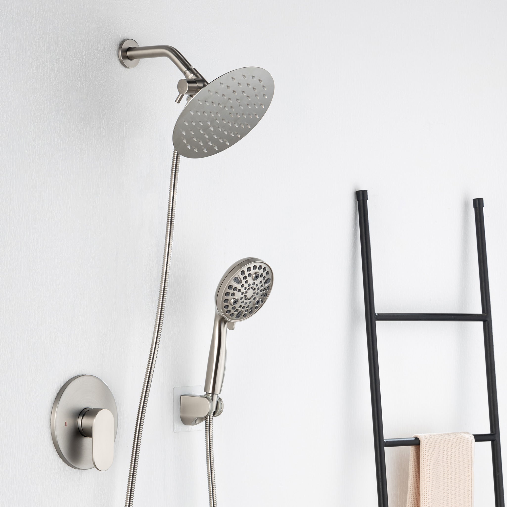8-inch shower head, dual-direction wall-mounted round shower faucet with pre-installed valve, model RX94102