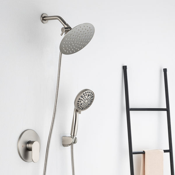 8-inch shower head, dual-direction wall-mounted round shower faucet with pre-installed valve, model RX94102