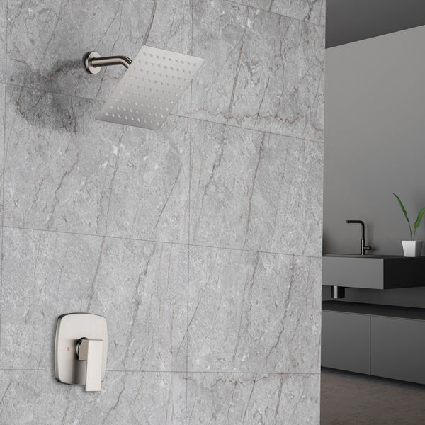 Système de douche complet carré de 8 po avec robinet d'installation brute RX94201