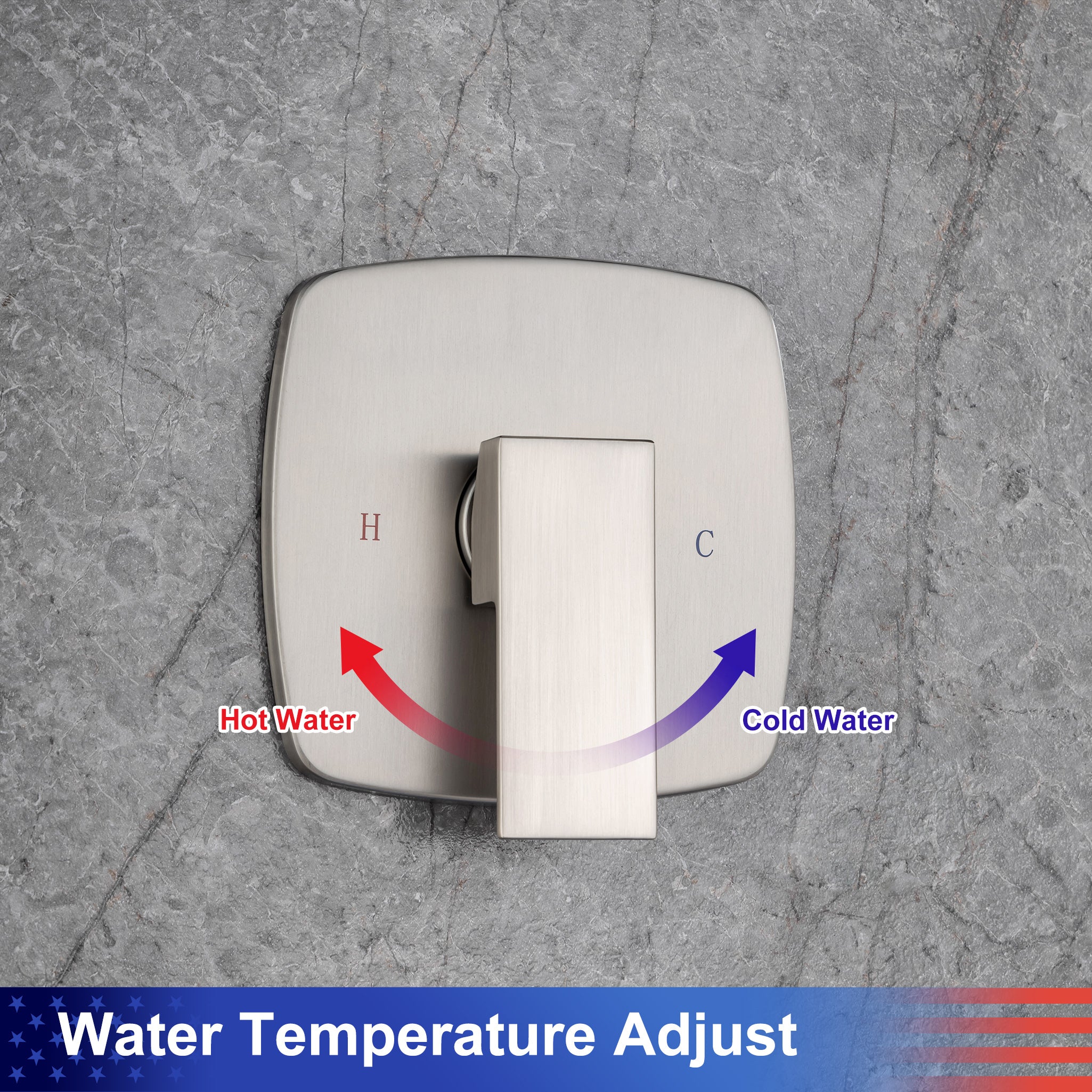 Système de douche complet carré de 8 po avec robinet d'installation brute RX94201