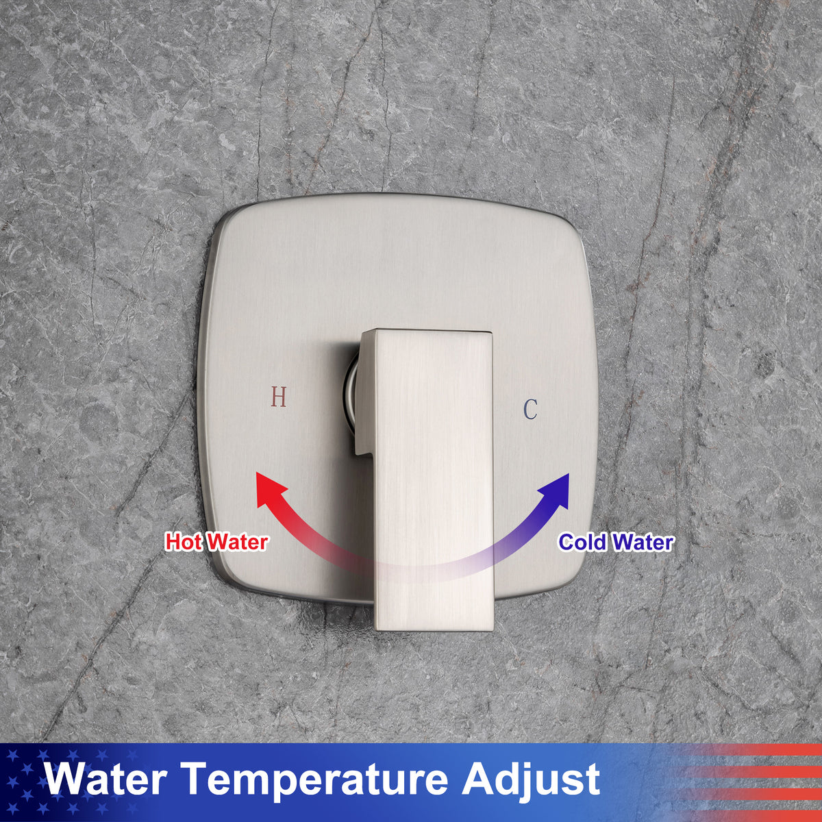 Système de douche complet carré de 8 po avec robinet d'installation brute RX94201