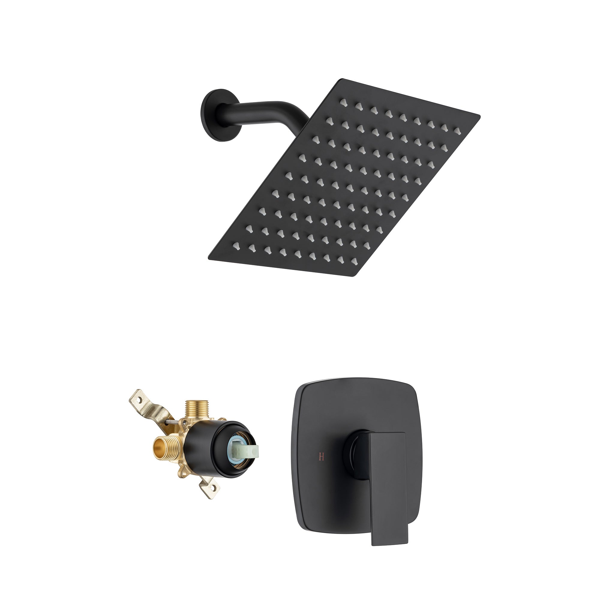 Système de douche complet carré de 8 po avec robinet d'installation brute RX94201