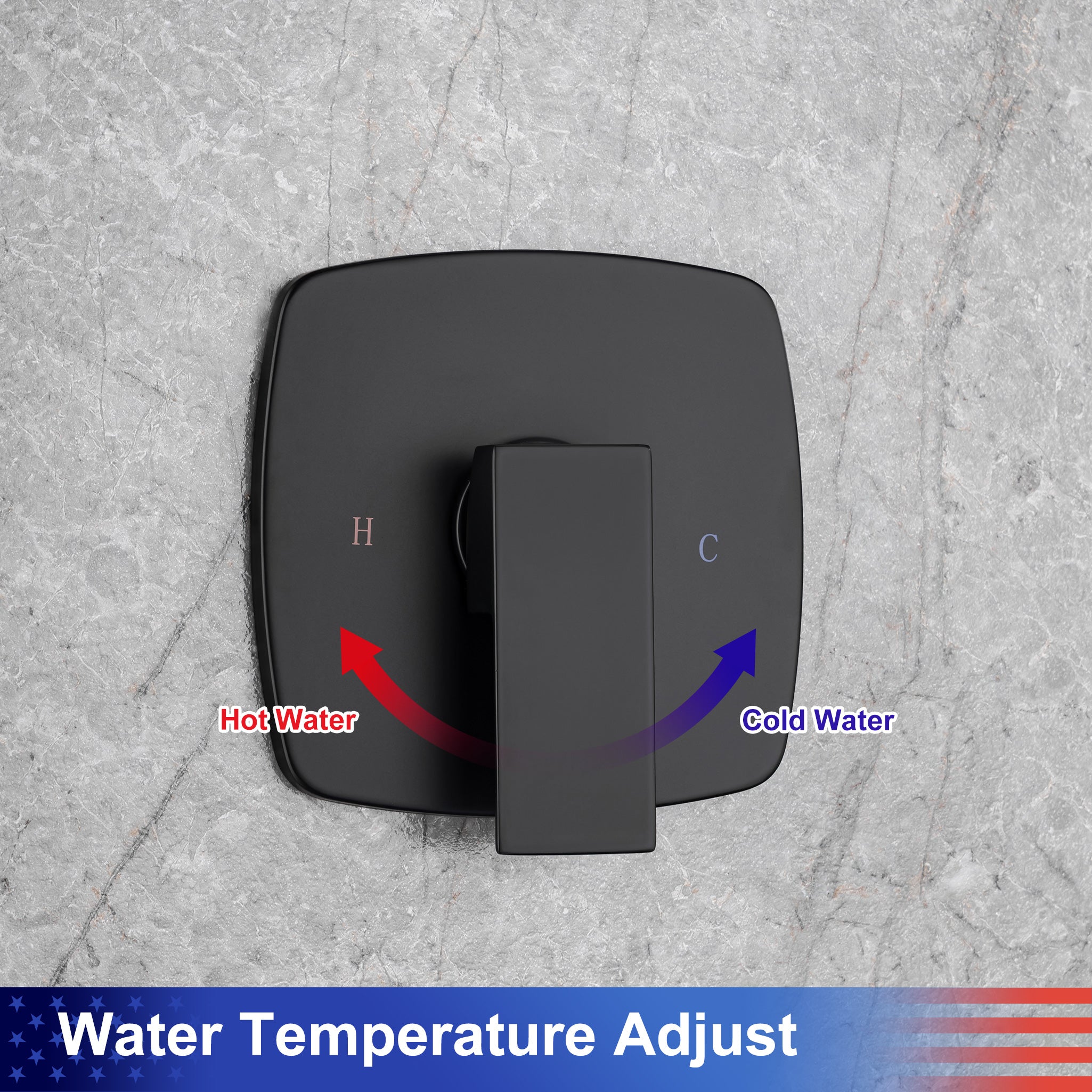 Système de douche complet carré de 8 po avec robinet d'installation brute RX94201