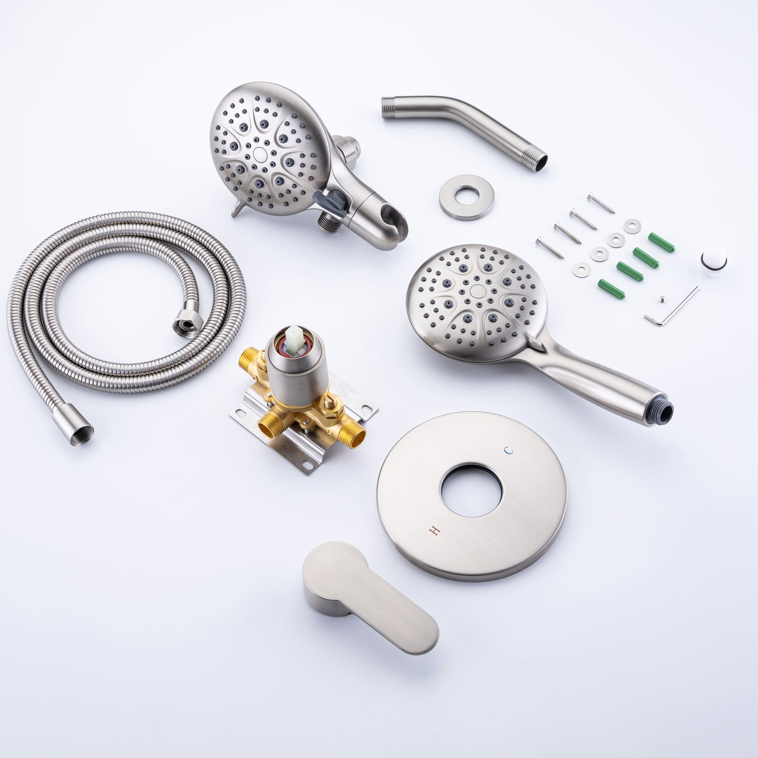 Pommeau de douche multifonction double à effet pluie à 3 voies avec valve brute RX96106