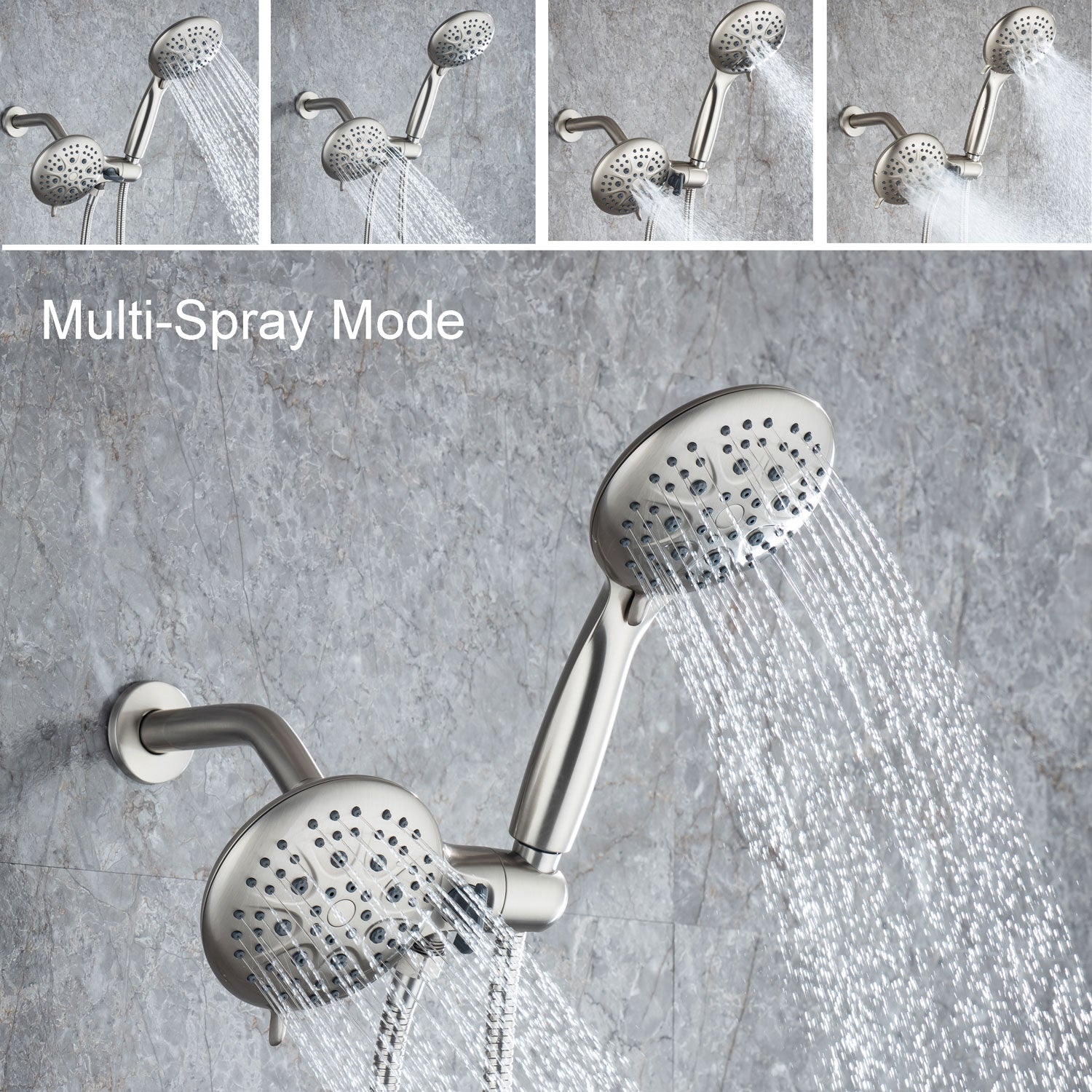 Pommeau de douche multifonction double à effet pluie à 3 voies avec valve brute RX96106