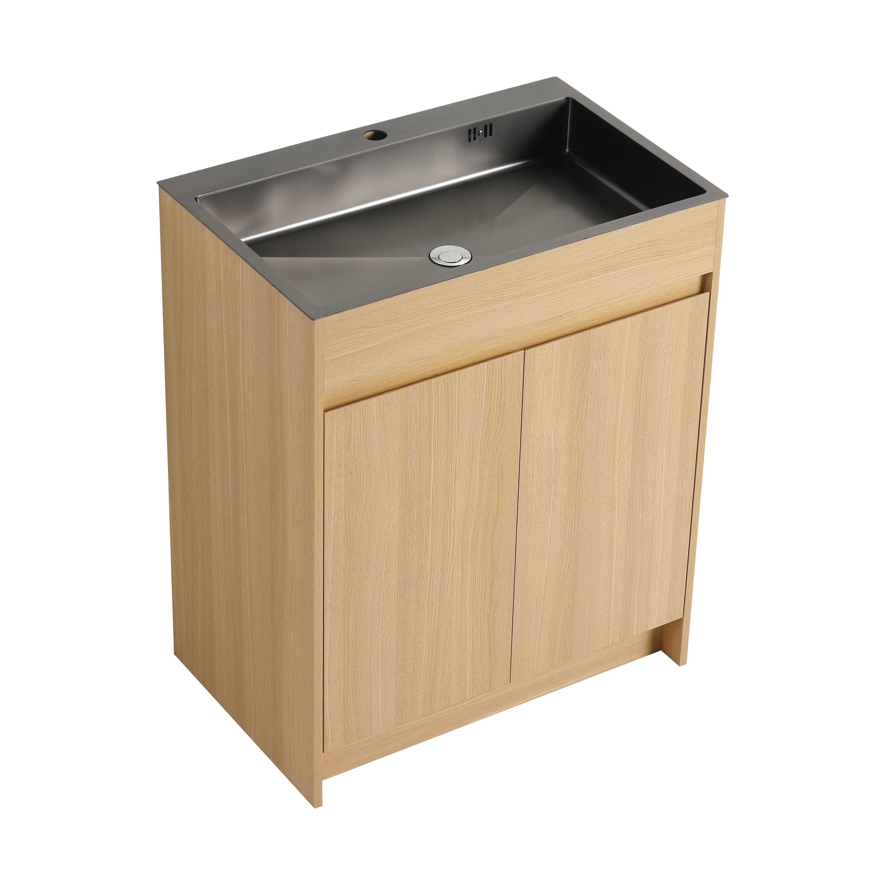 Rainlex 28" Freestanding Bathroom Vanity with Stainless Steel Sink, Oak