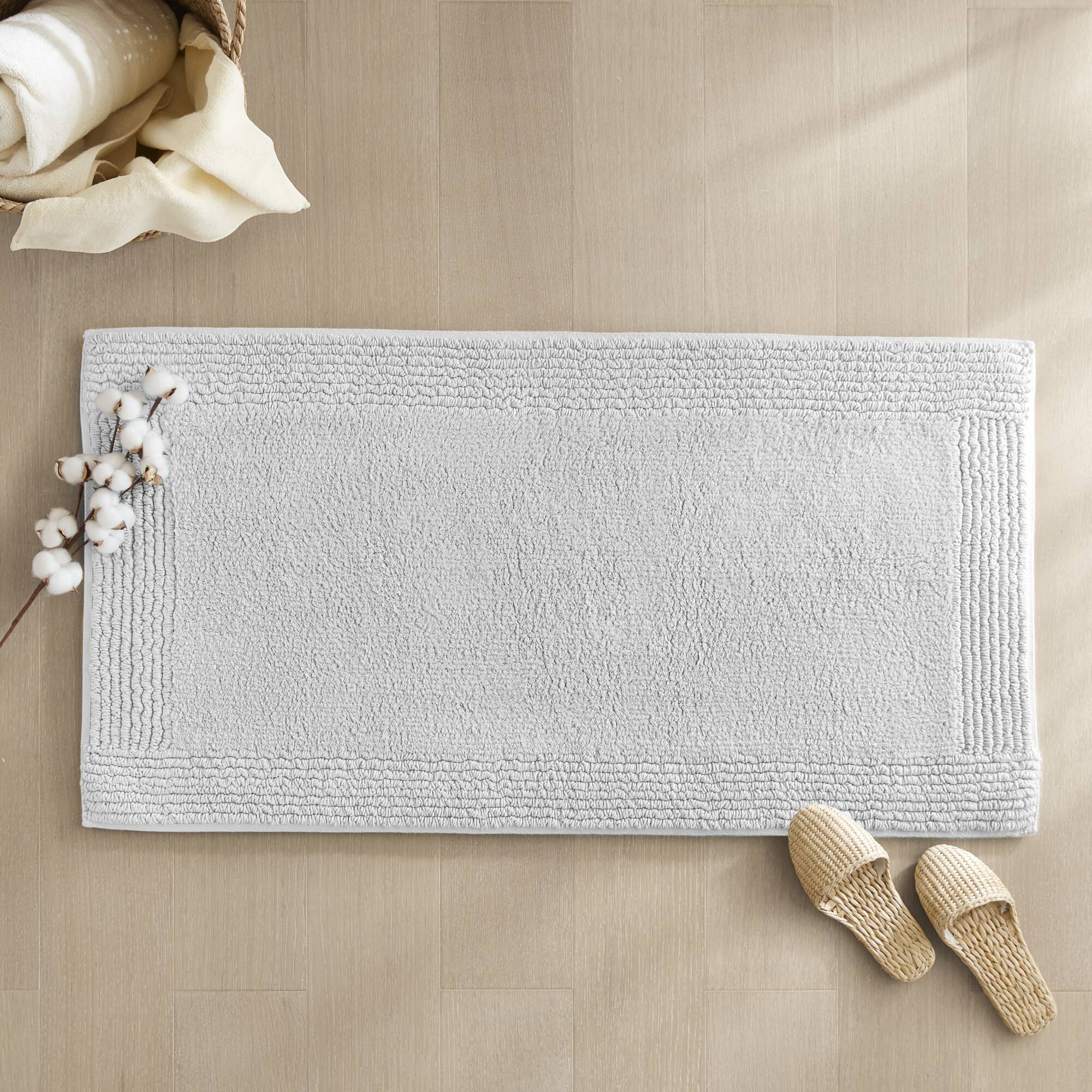Rainlex 20" x 30" Reversible Cotton Bath Rug, Gray