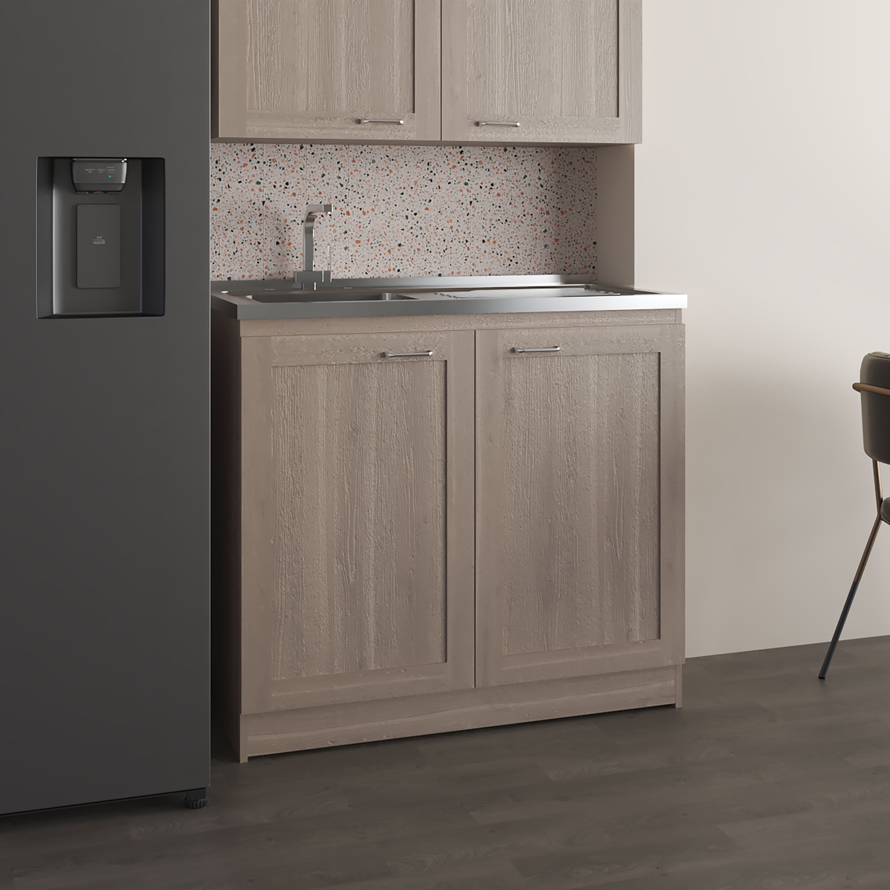 Rainlex Zurich 39" Utility Sink Cabinet with Stainless Steel Sink, Light Gray