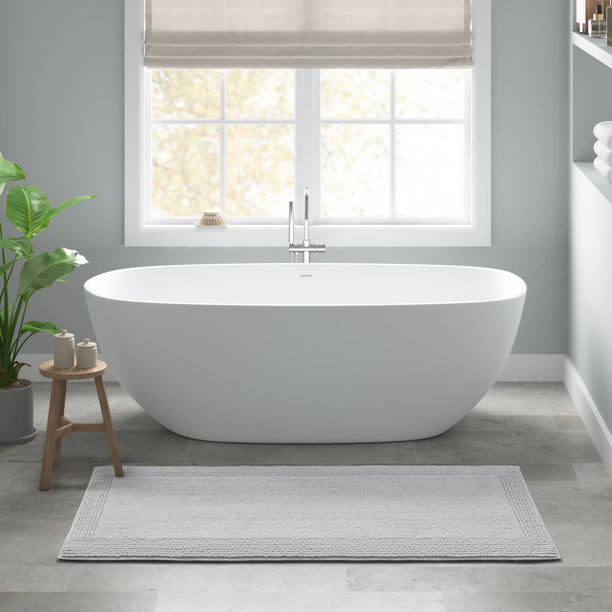 Rainlex 20" x 30" Reversible Cotton Bath Rug, Gray