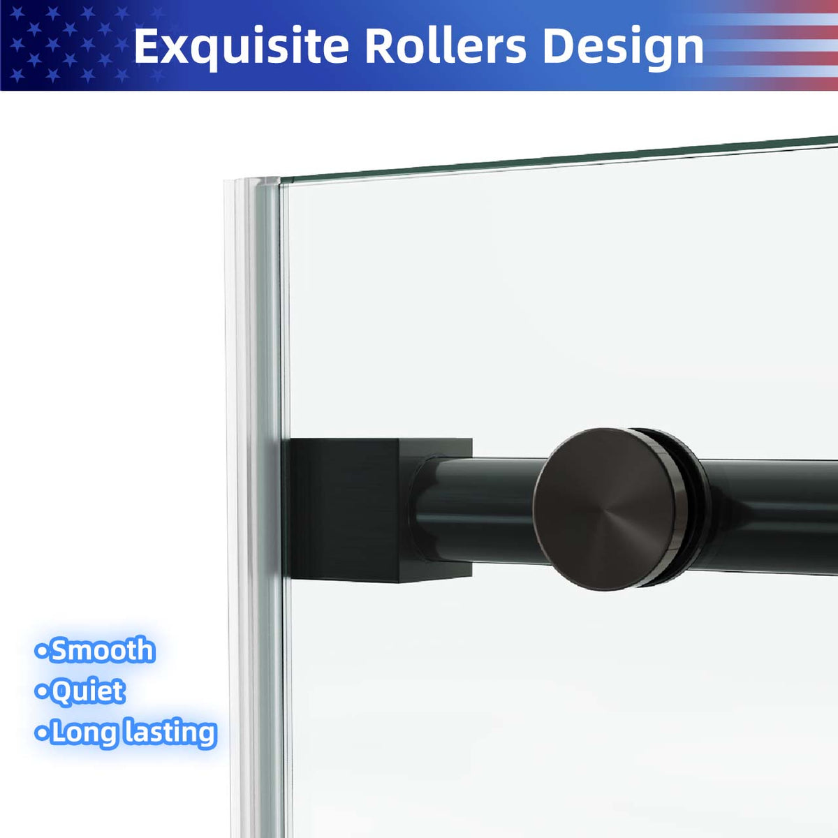 Frameless Sliding Shower Door with 3/8" Tempered Glass and Stainless Steel Frame