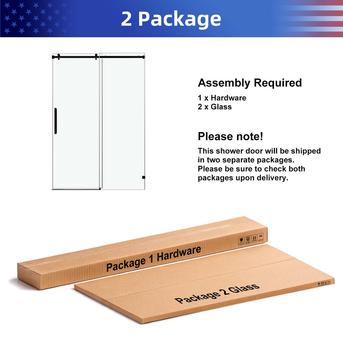 Rainlex Frameless Single-Panel Sliding Shower Door with 3/8" Tempered Glass and Stainless Steel Frame