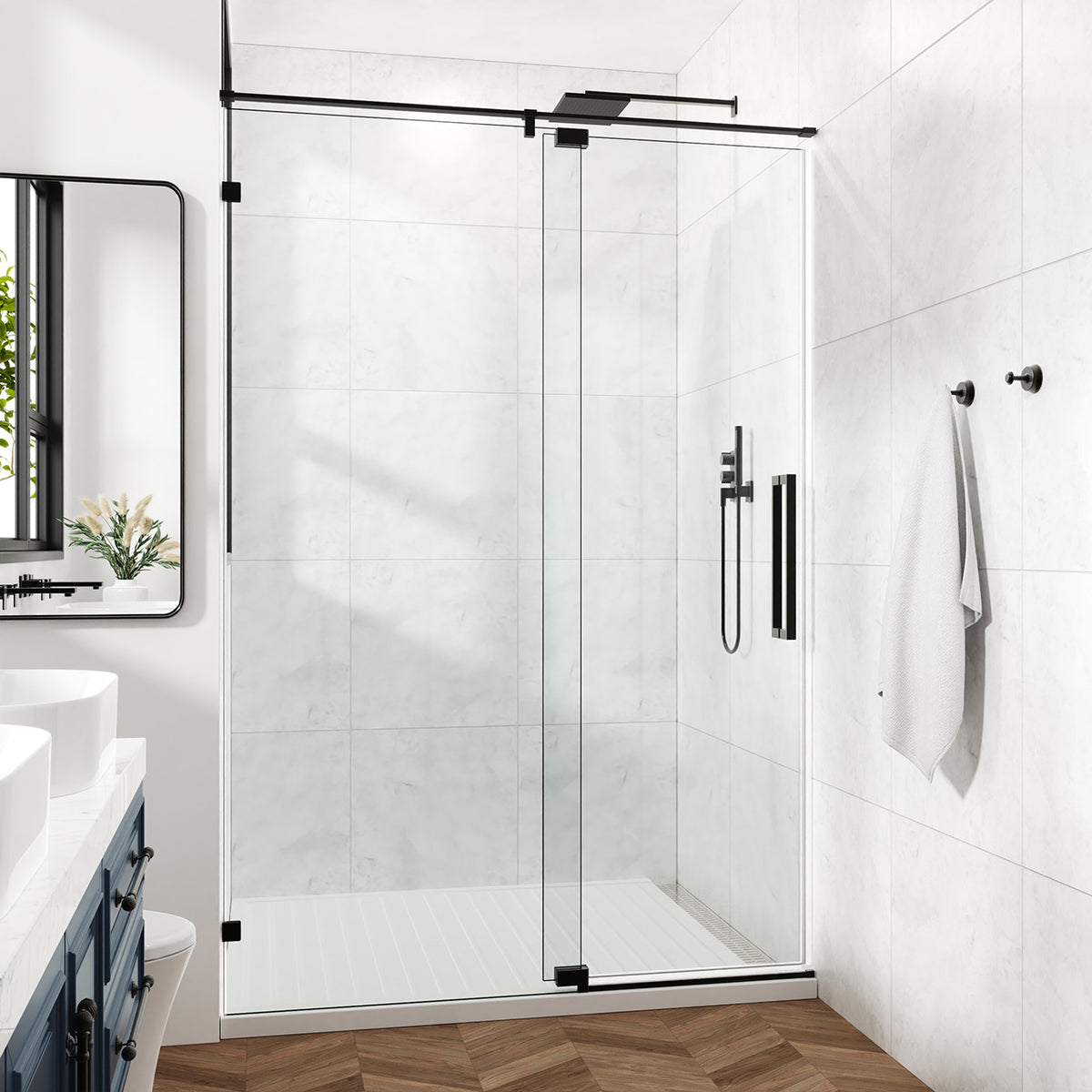 Rainlex Frameless Single-Panel Swing Shower Door with 5/16" Clear Tempered Glass and Safety Film