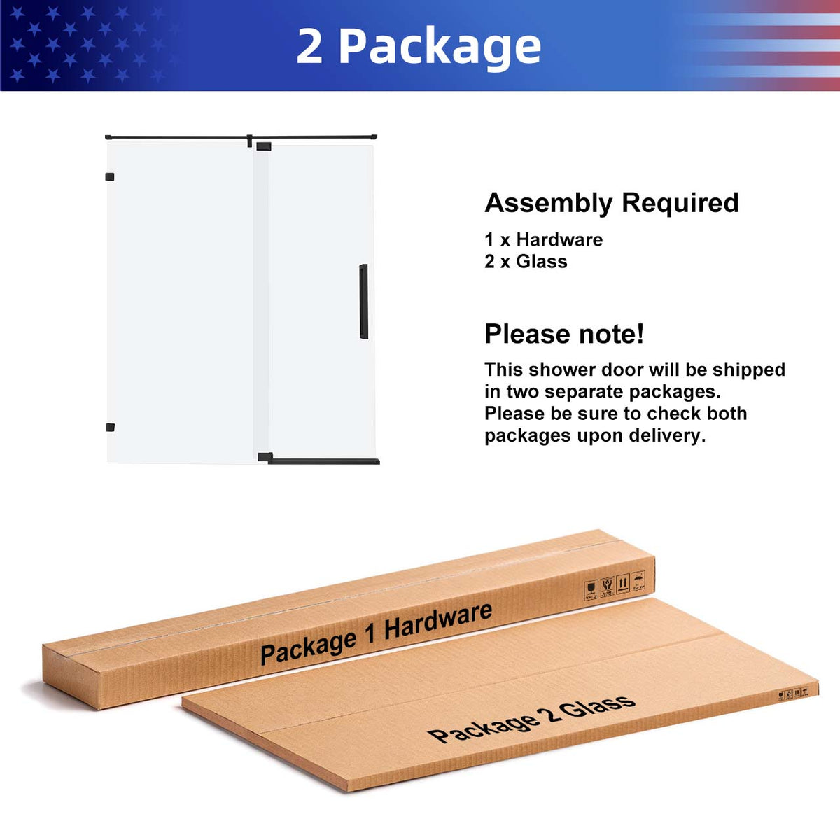 Rainlex Frameless Single-Panel Swing Shower Door with 5/16" Clear Tempered Glass and Safety Film