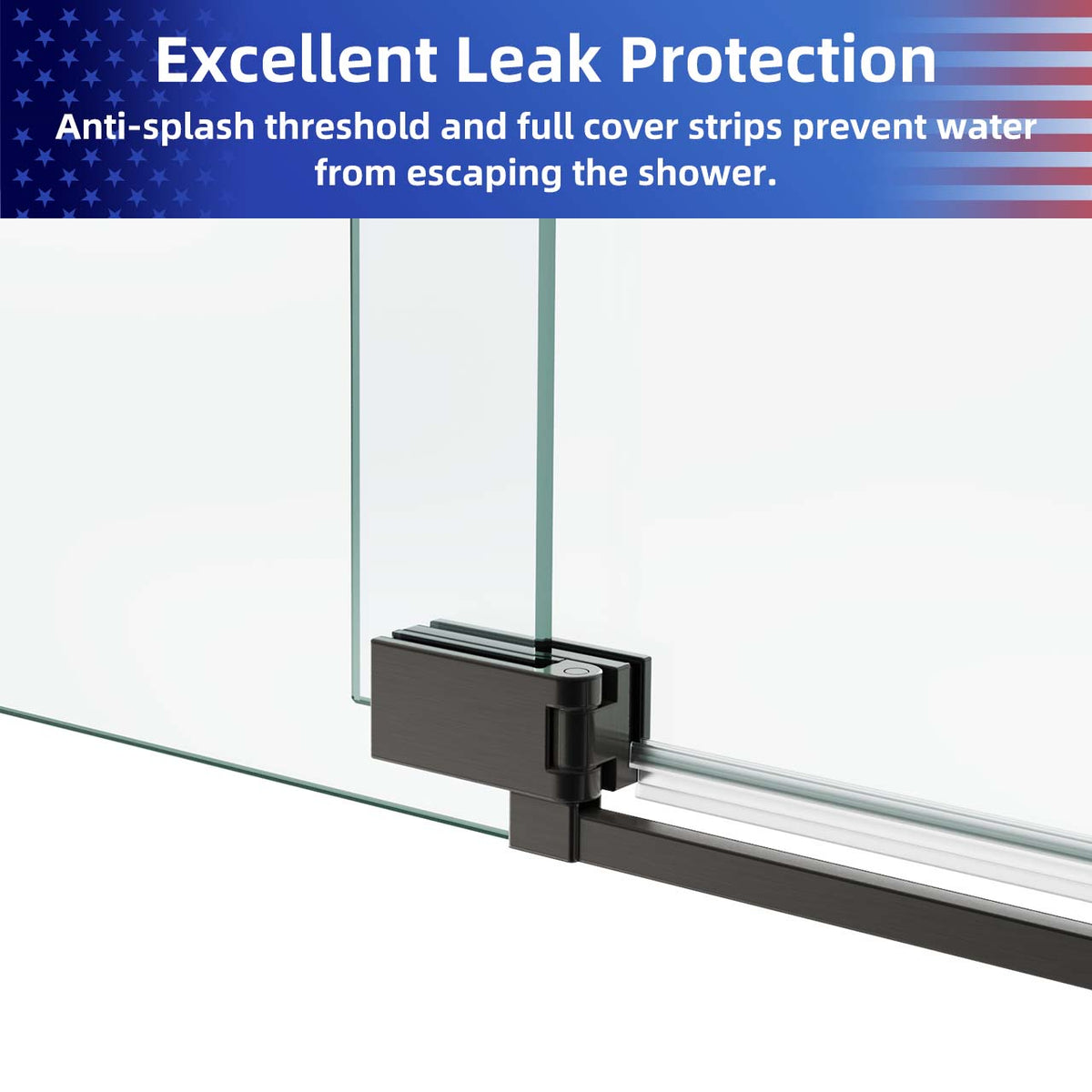 Rainlex Frameless Single-Panel Swing Shower Door with 5/16" Clear Tempered Glass and Safety Film