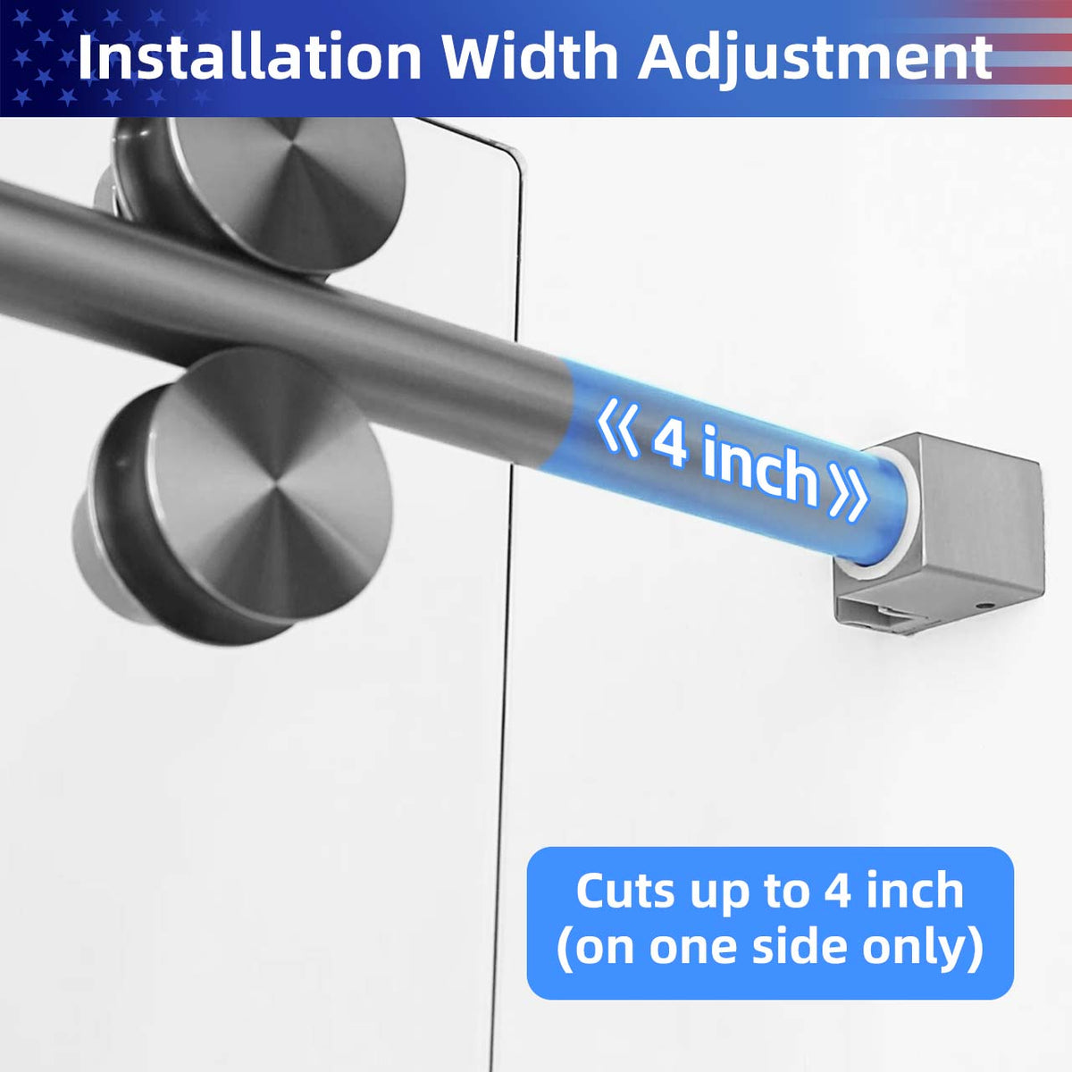 Frameless Sliding Shower Door with 3/8" Tempered Glass and Stainless Steel Frame