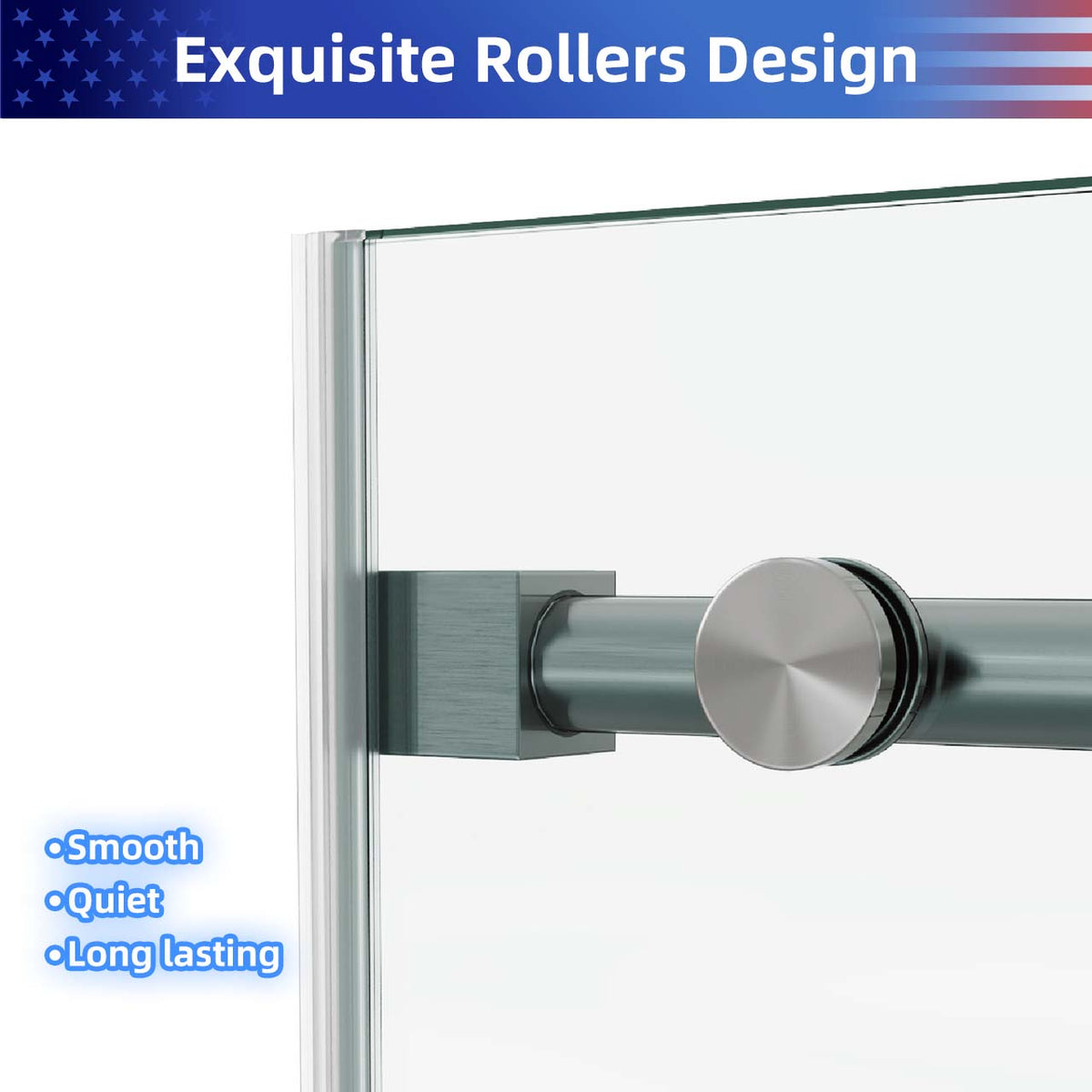 Frameless Sliding Shower Door with 3/8" Tempered Glass and Stainless Steel Frame
