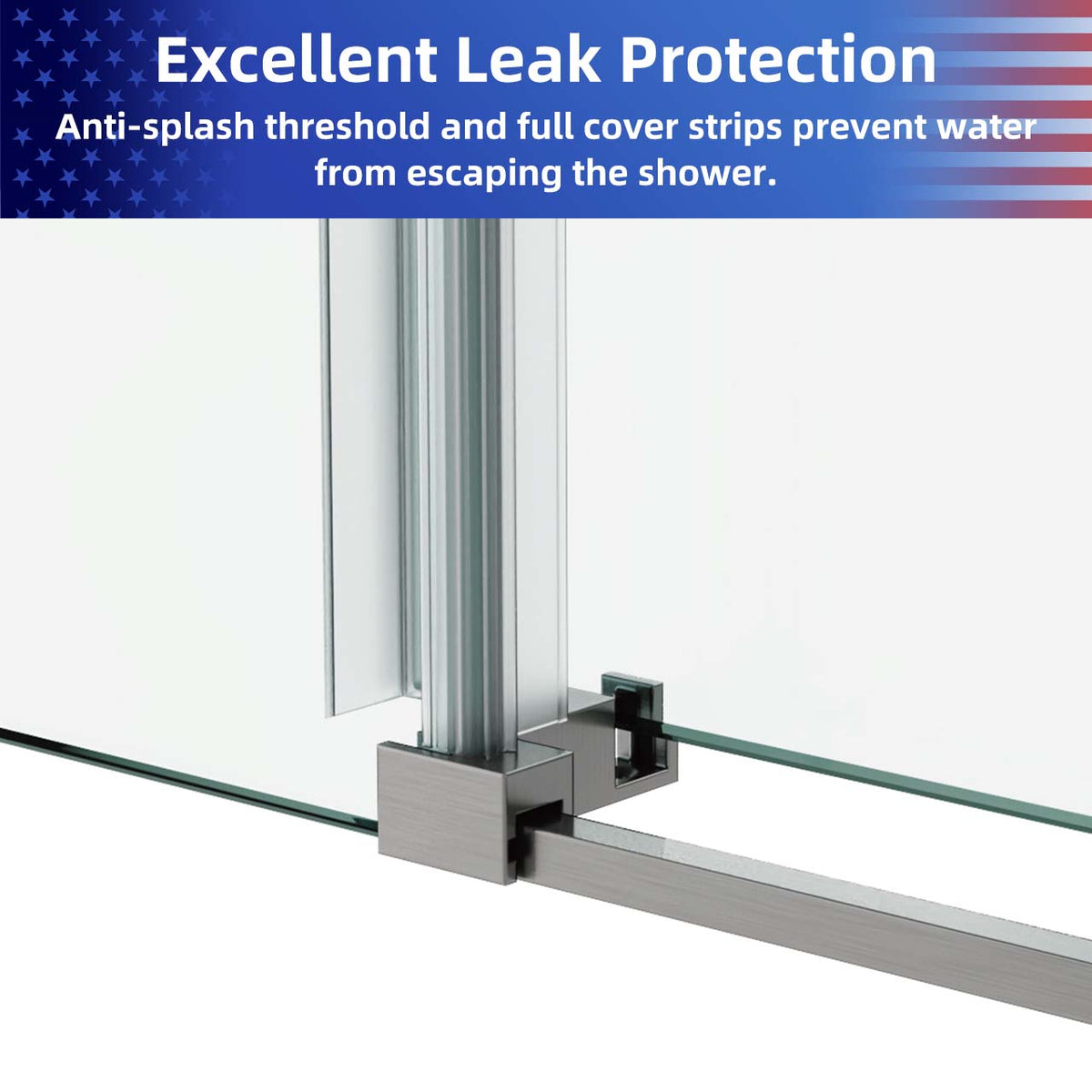 Frameless Sliding Shower Door with 3/8" Tempered Glass and Stainless Steel Frame