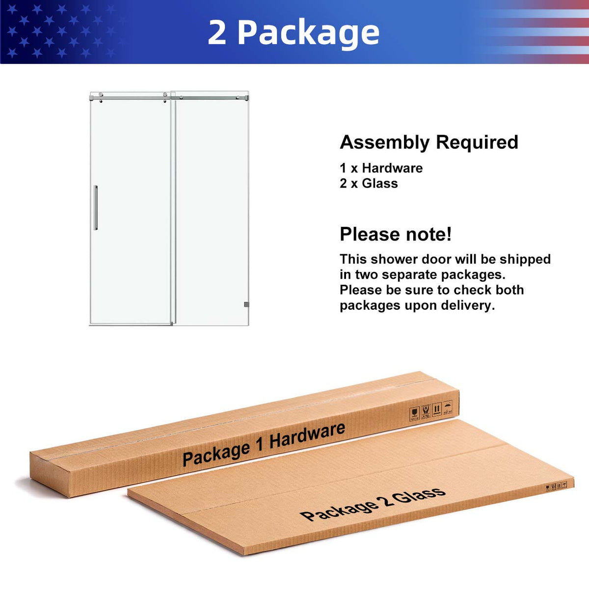 Rainlex Frameless Single-Panel Sliding Shower Door with 3/8" Tempered Glass and Stainless Steel Frame