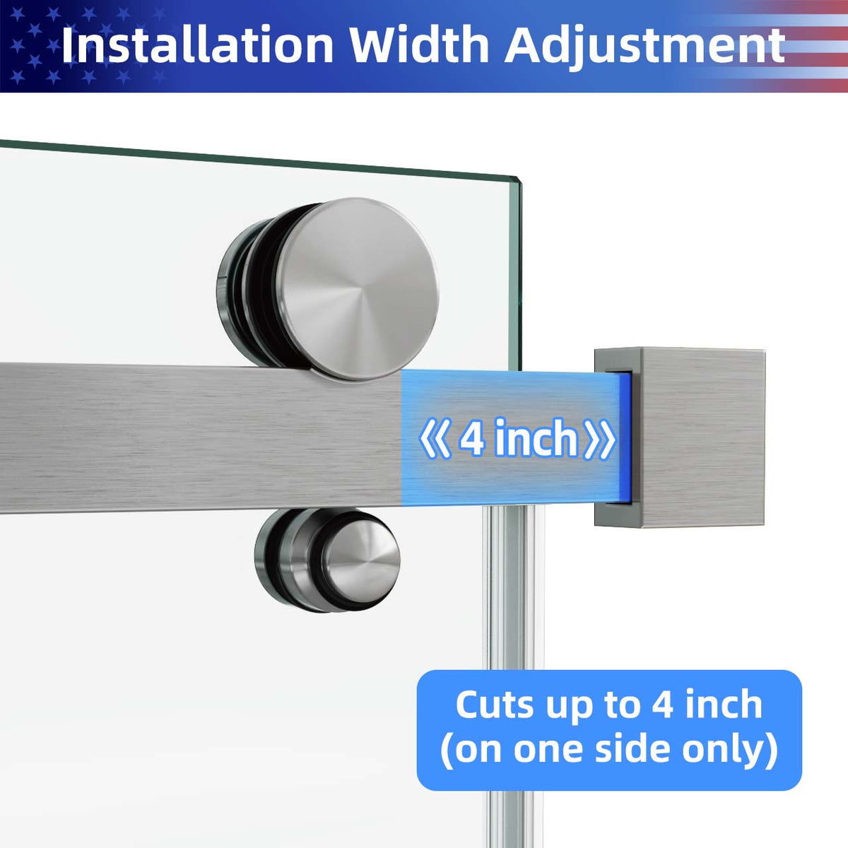 Rainlex Frameless Single-Panel Sliding Shower Door with 3/8" Tempered Glass and Stainless Steel Frame