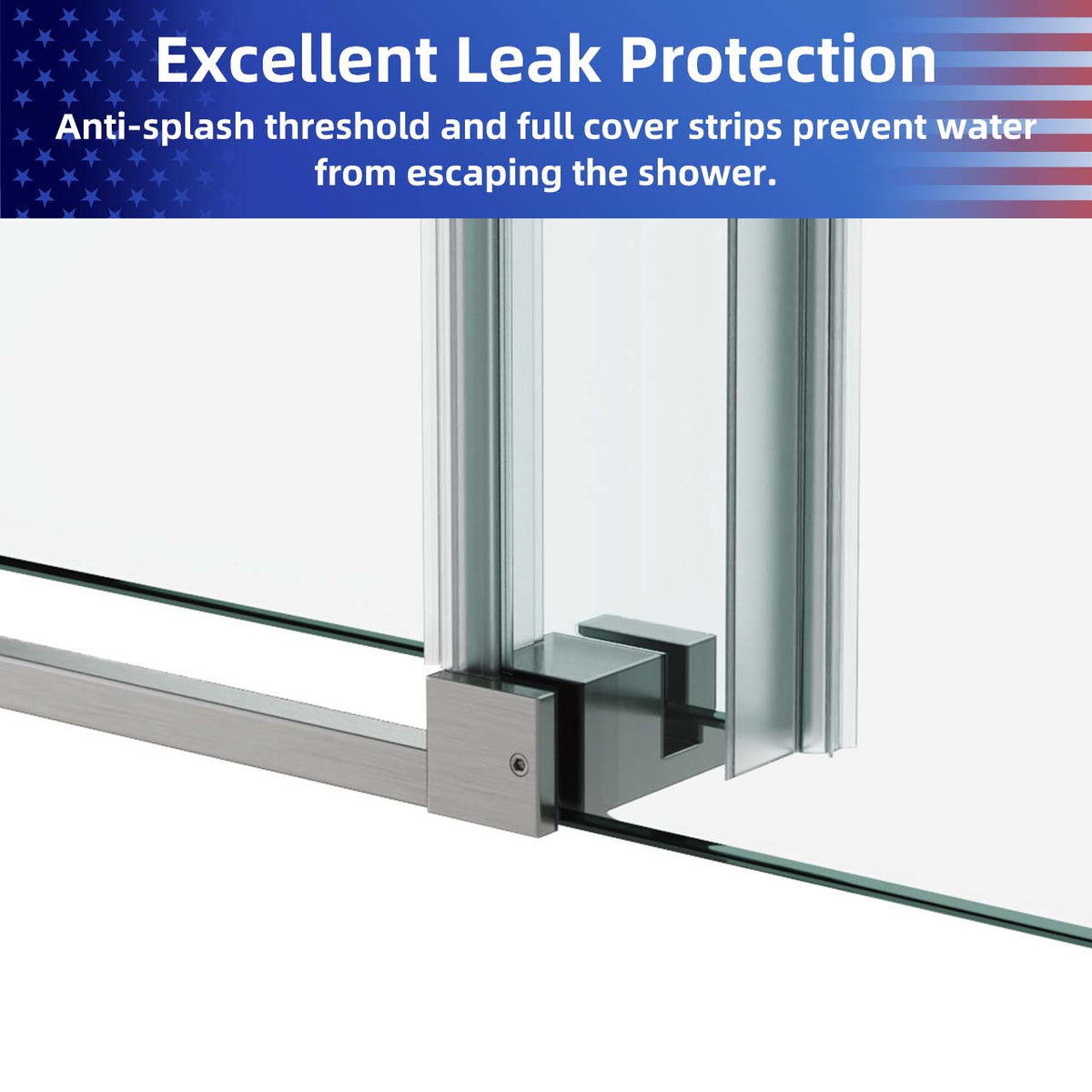 Rainlex Frameless Single-Panel Sliding Shower Door with 3/8" Tempered Glass and Stainless Steel Frame