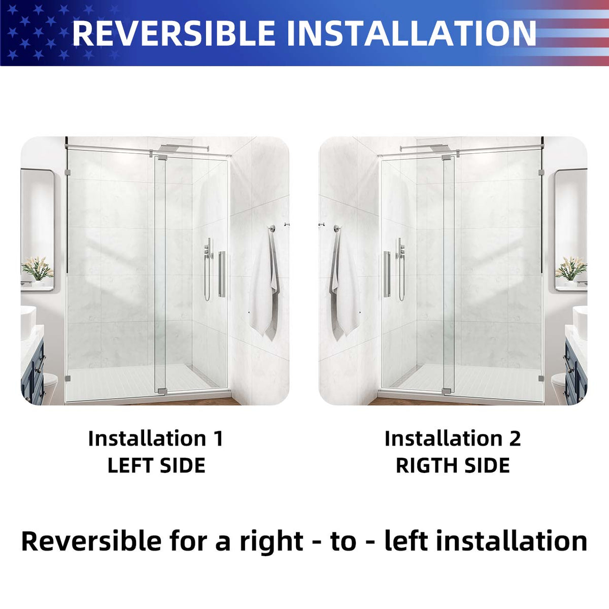 Rainlex Frameless Single-Panel Swing Shower Door with 5/16" Clear Tempered Glass and Safety Film