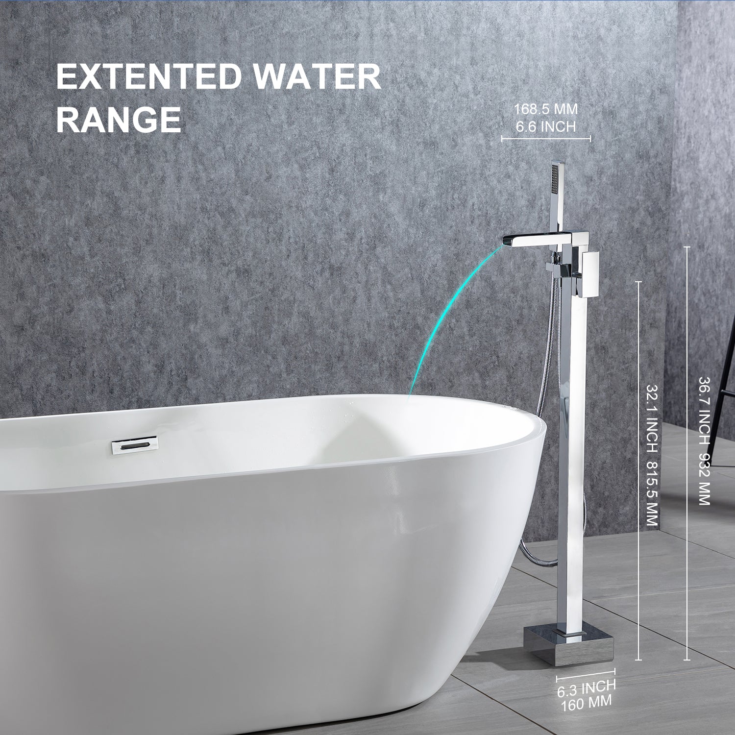 Single-Handle Floor-Mount Freestanding Tub Filler with Handheld Shower (S8002)