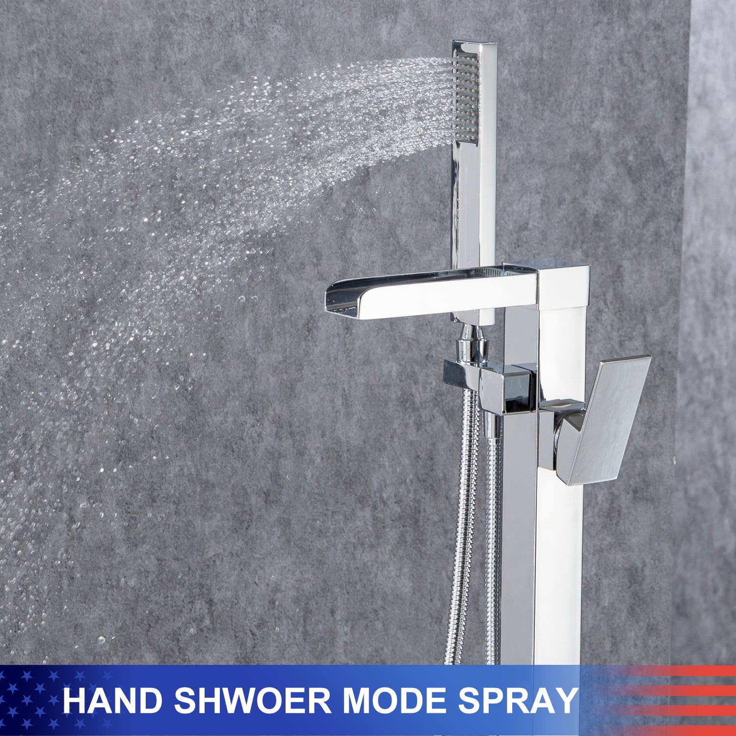 Single-Handle Floor-Mount Freestanding Tub Filler with Handheld Shower (S8002)