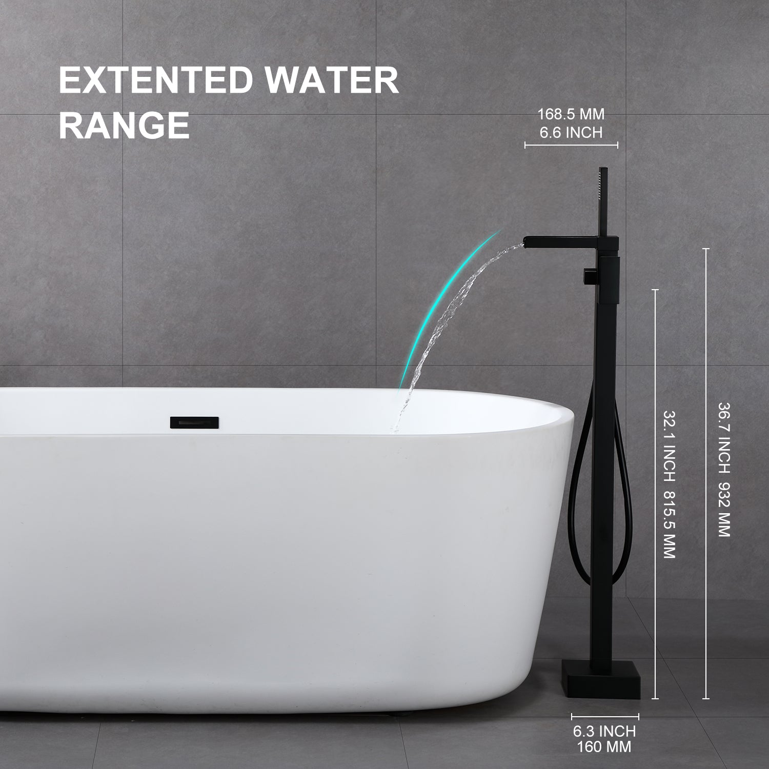 Robinet de baignoire autoportant à poignée unique avec douche à main RX8002 