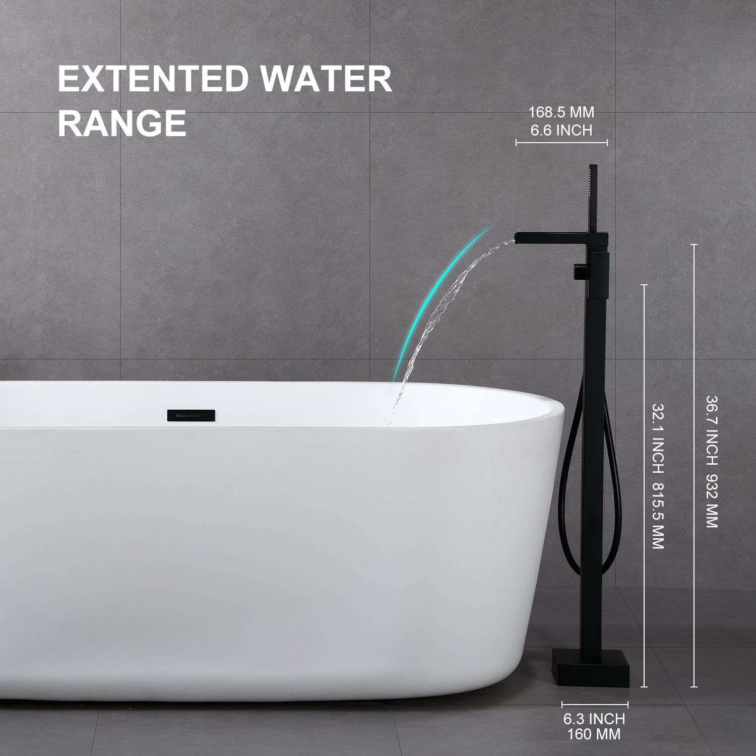 [Rainlex 8002] Single Handle Floor Mounted Freestanding Tub Filler with Hand Shower